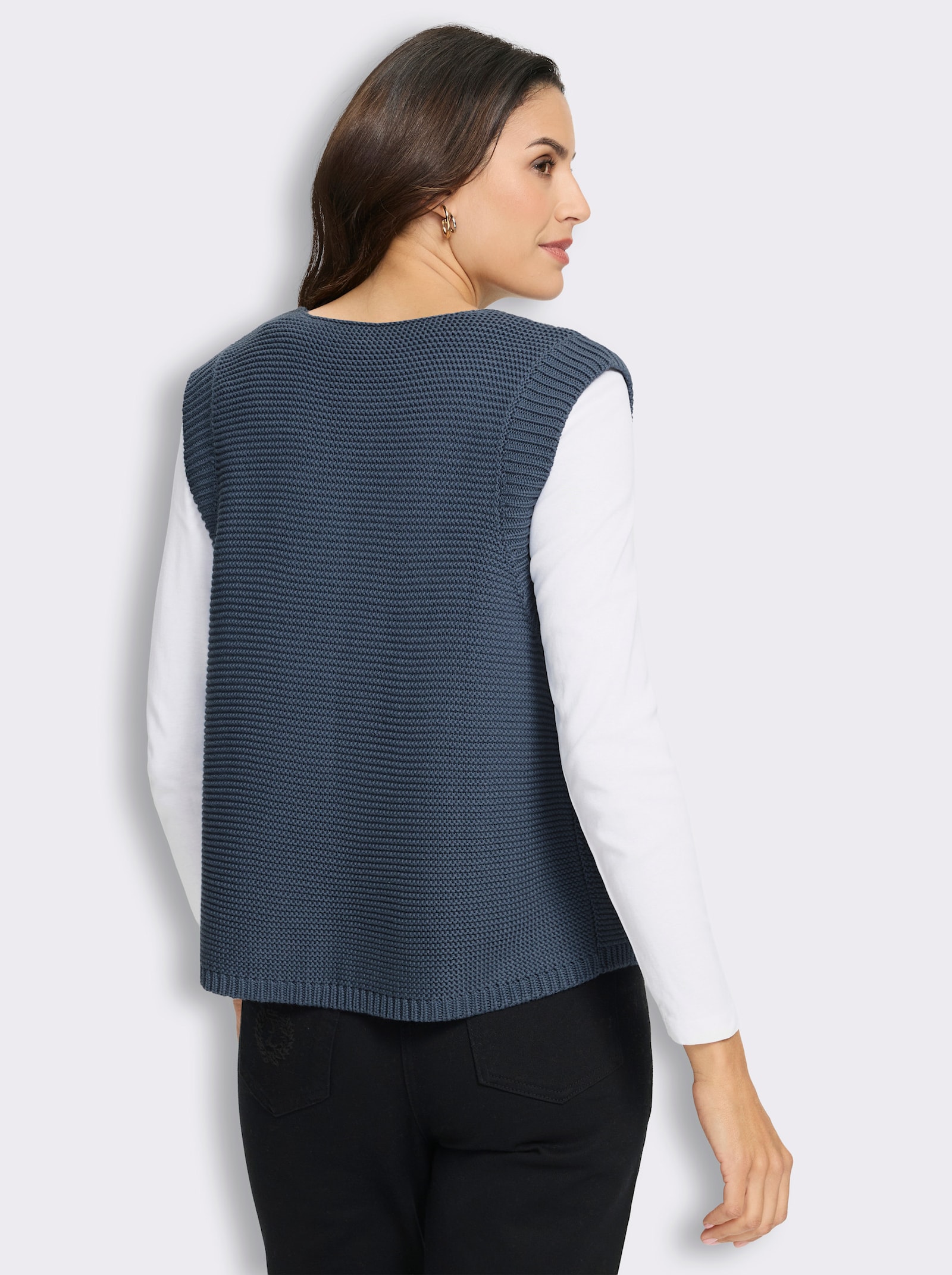  Strickweste im Linksstrick - rauchblau