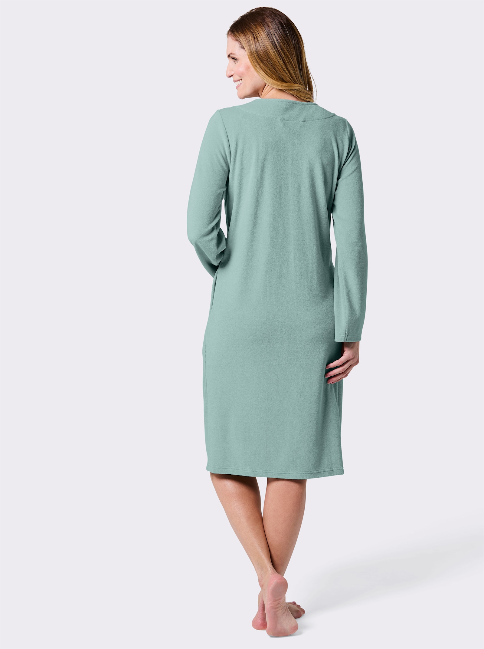 feel good Damenbademantel mit Reißverschluss - kalkmint