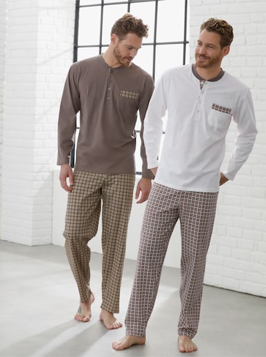 wäschepur men Pyžama - tmavá taupe + ecru