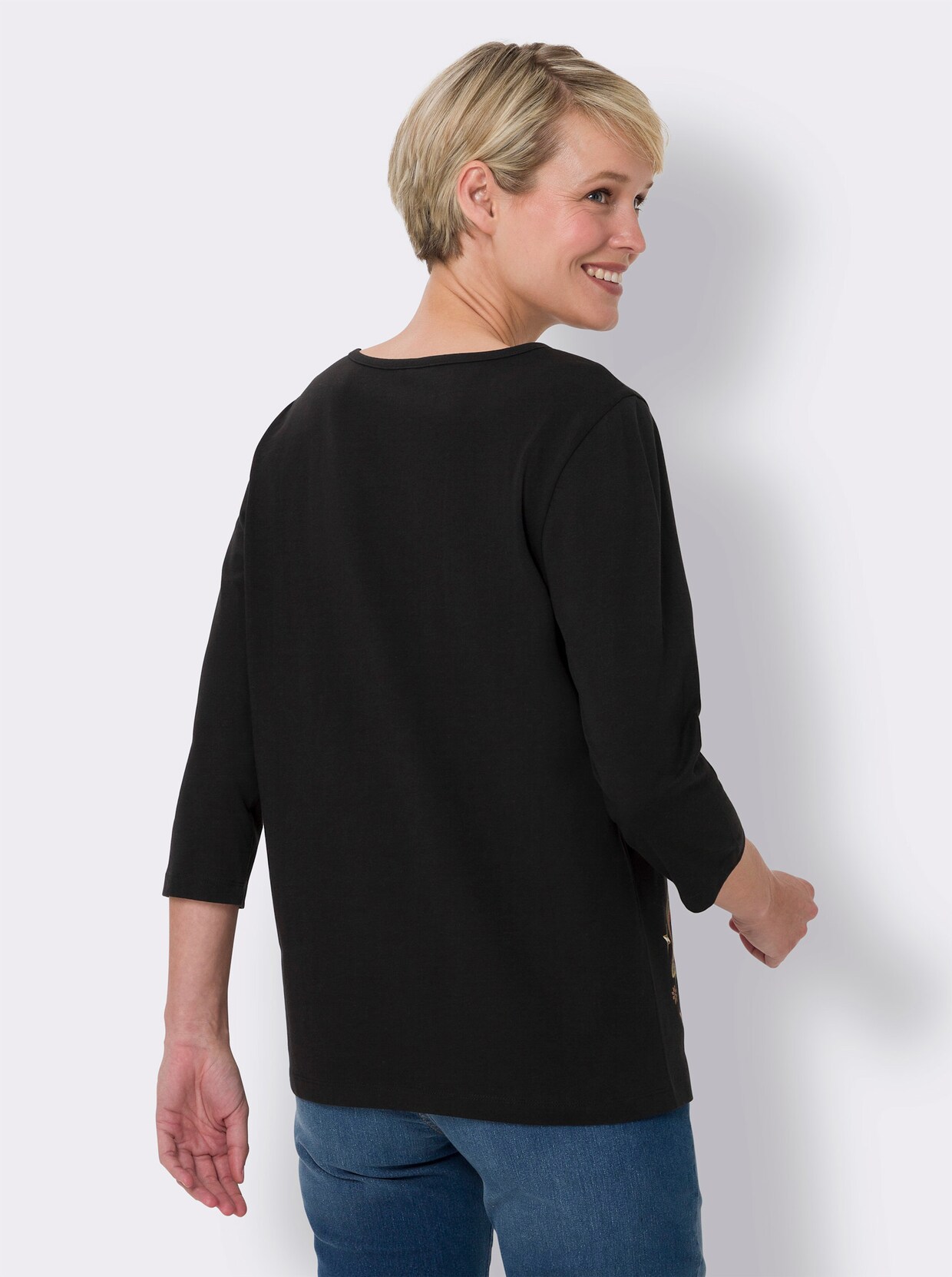 3/4-Arm-Shirt - schwarz-rostrot