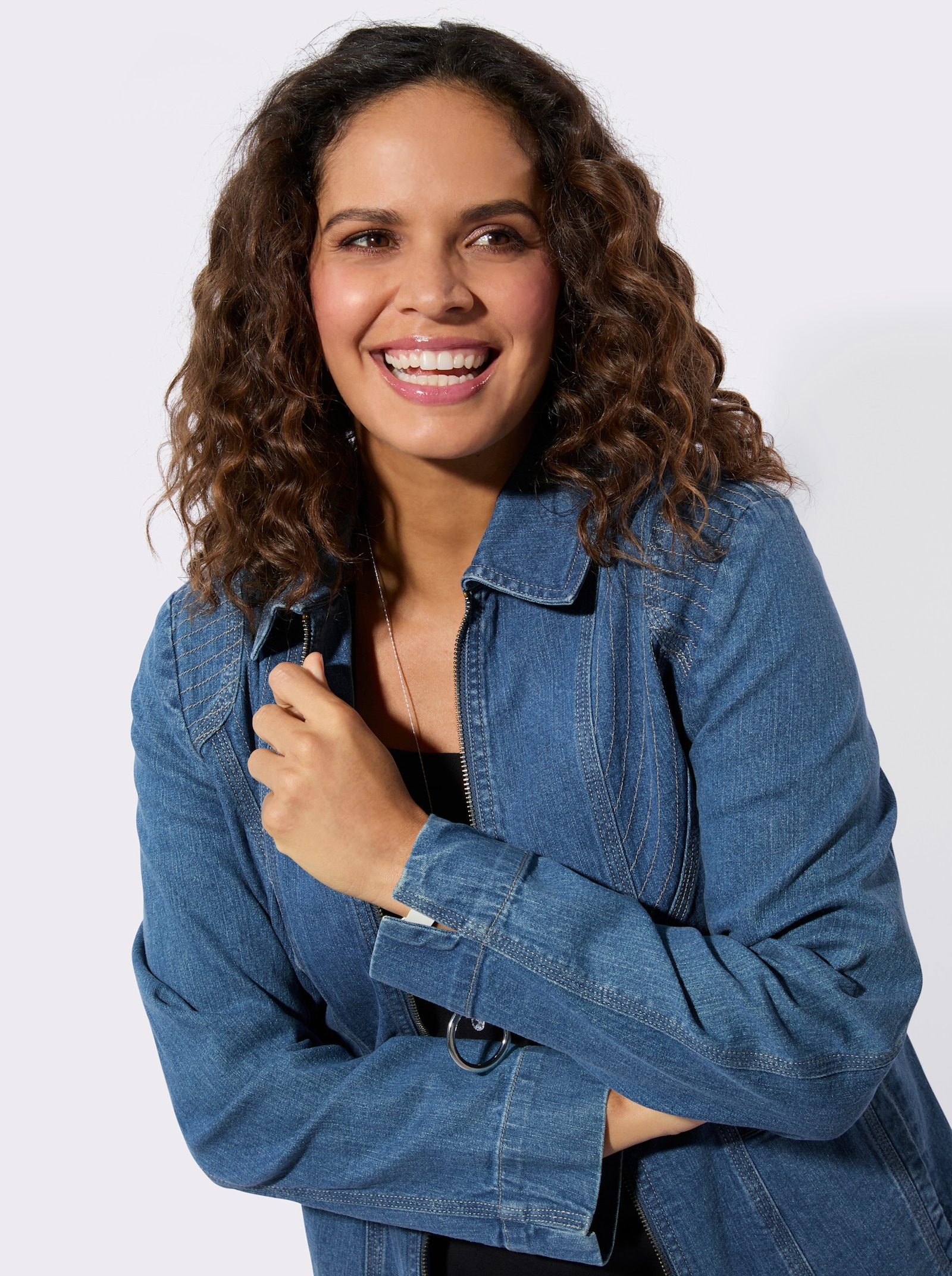 Jeansjack van twill - blue-bleached