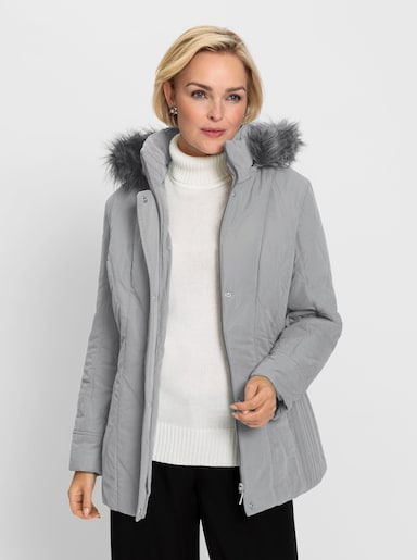 Kapuzenjacke in Micro-Moss-Qualität - steingrau