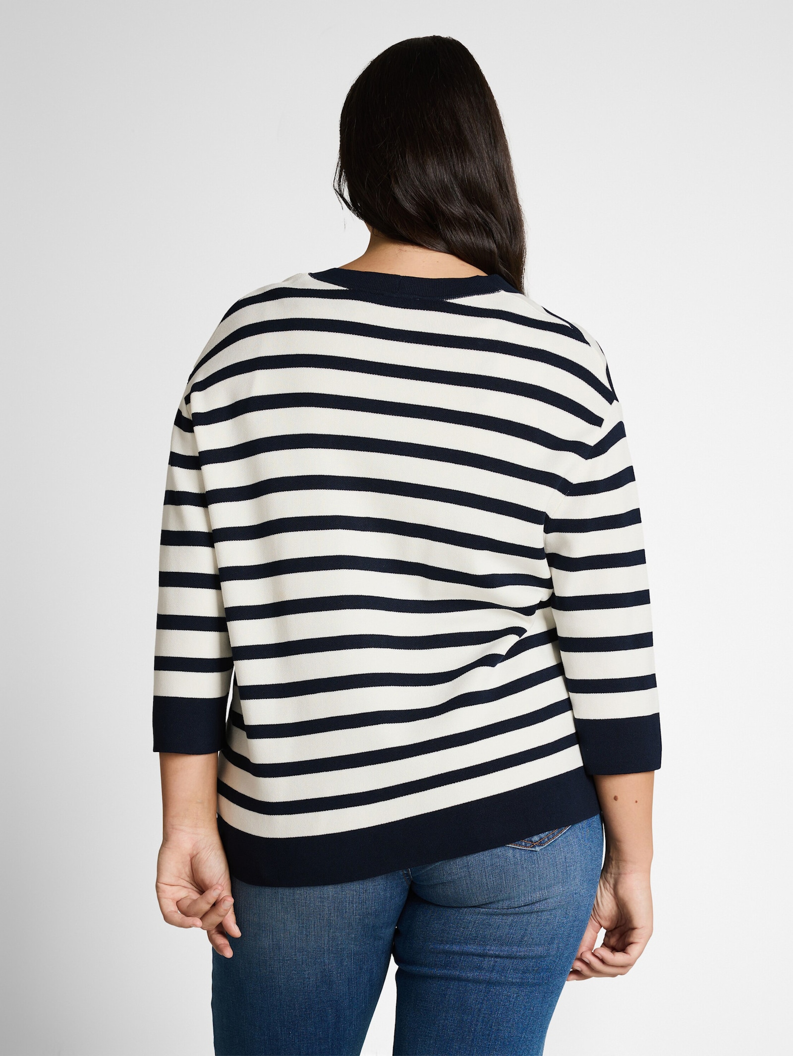 Cardigan - white sky blue knit stripe