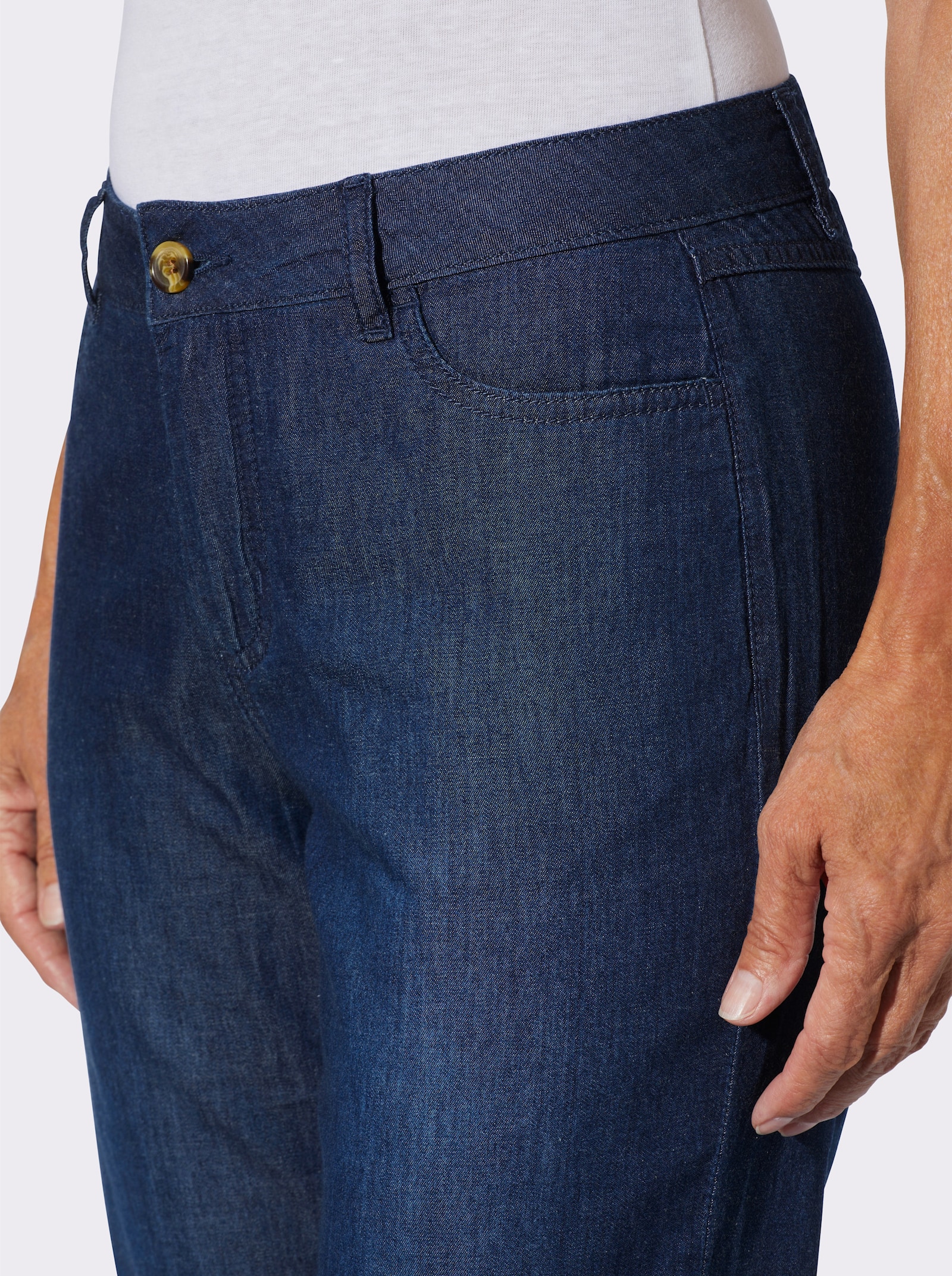 Jeans mit Stickerei bis zum Knie - blue-stone-washed