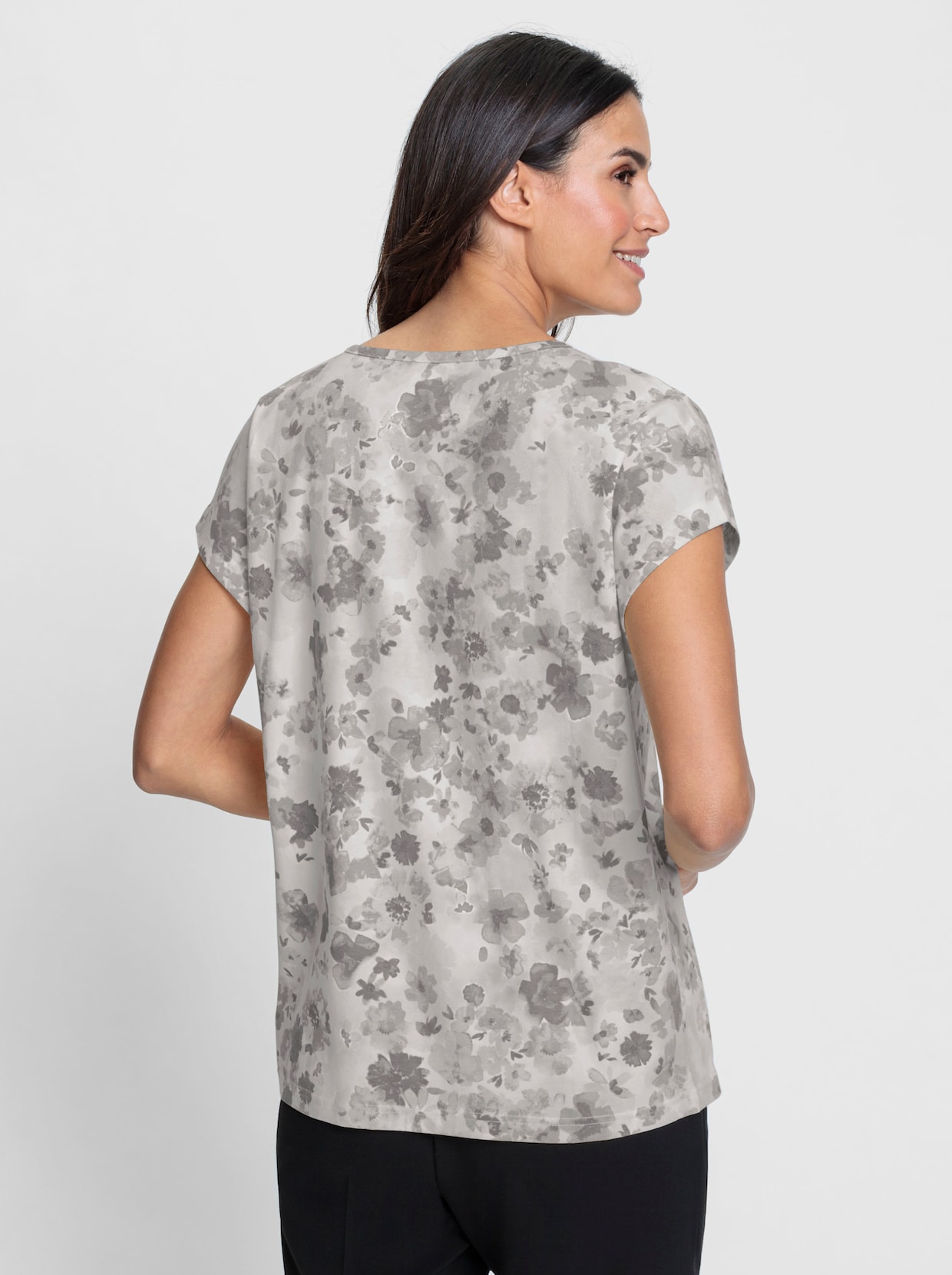 Print-Shirt - grau-weiß-bedruckt