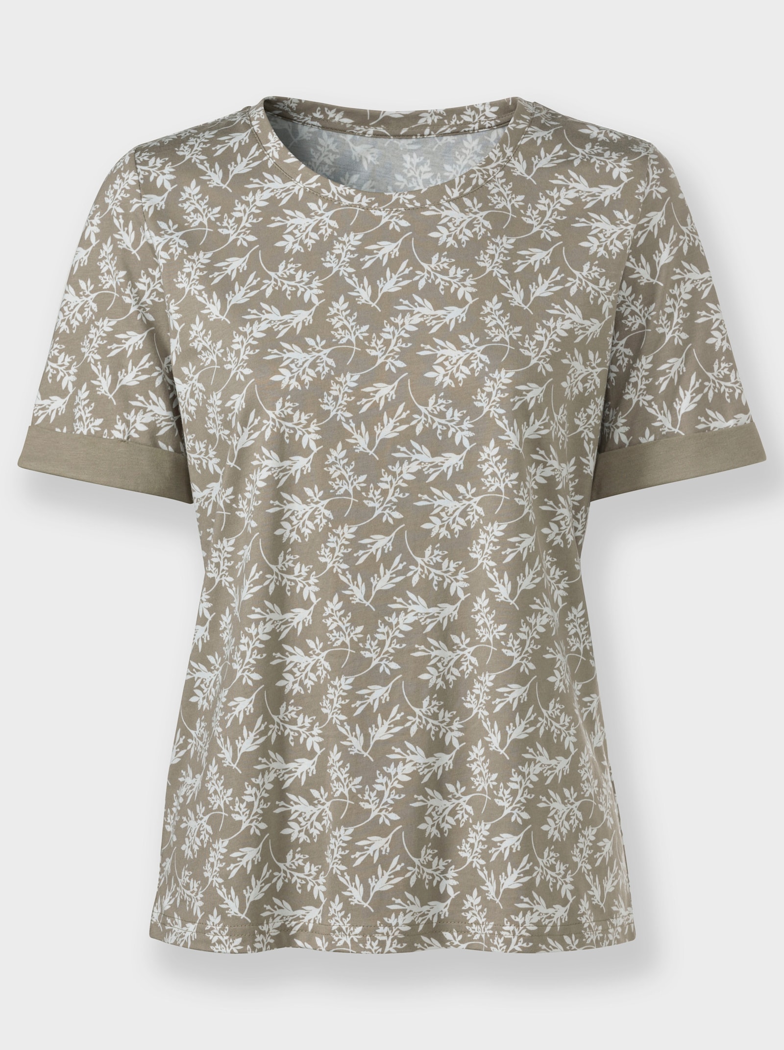 Print-Shirt mit Aufschlag, uni - schlamm-bedruckt
