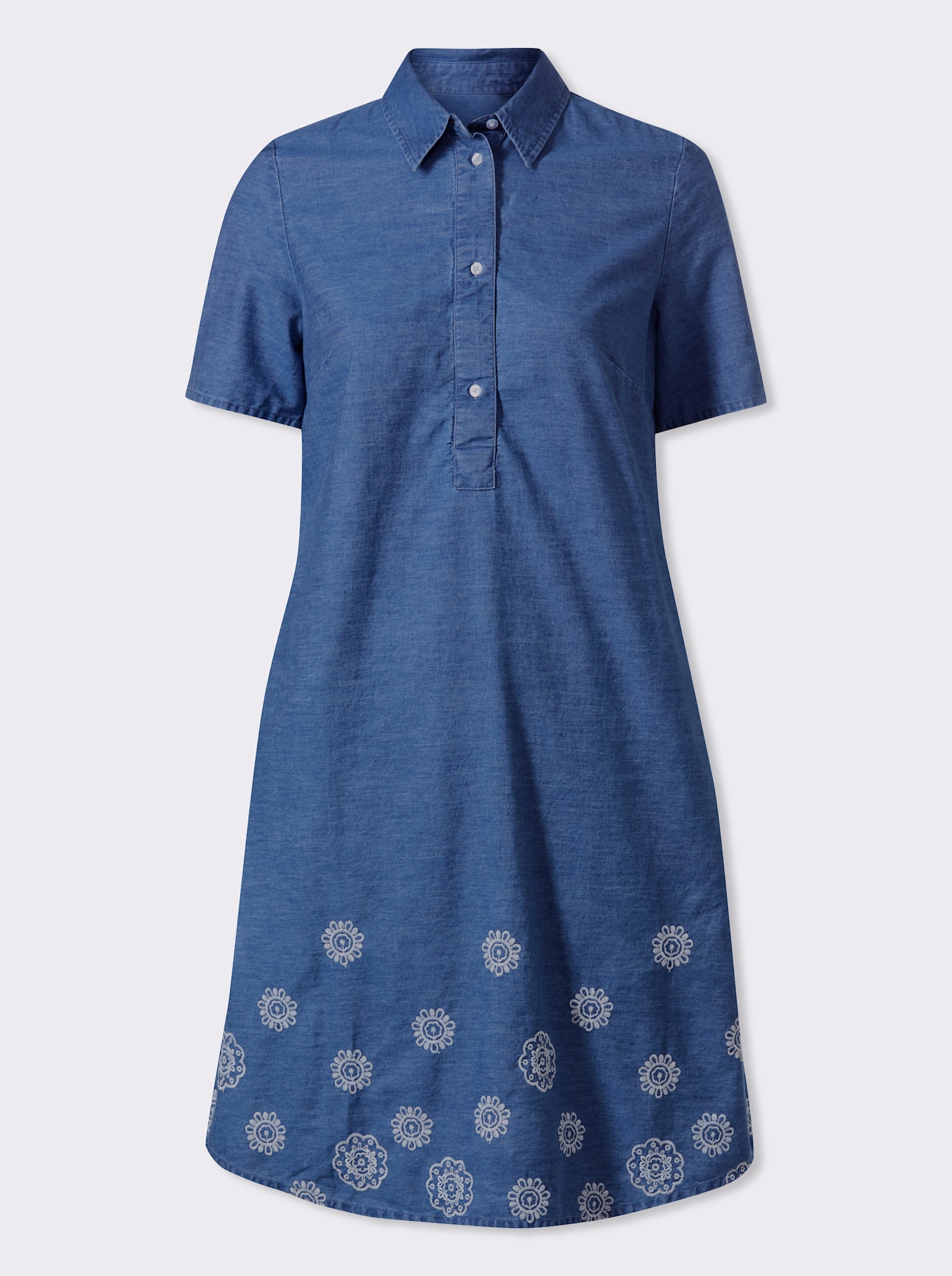 heine Jeanskleid mit floraler Stickerei - blue-bleached