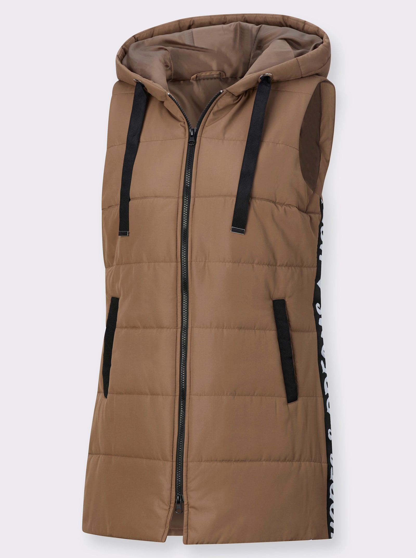Steppweste mit Kontrast-Details - braun