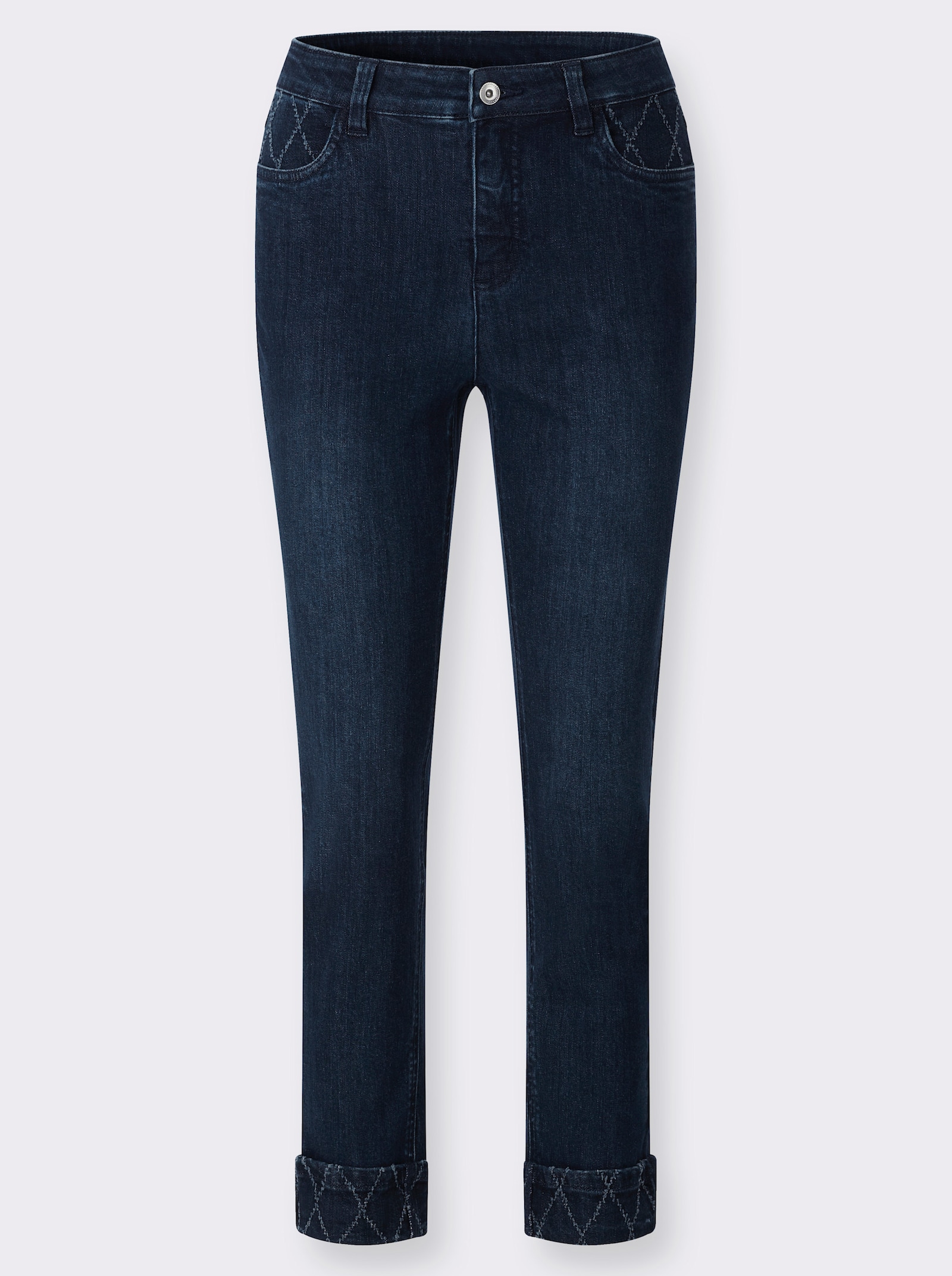 7/8-Jeans mit fixiertem Beinaufschlag - dark blue
