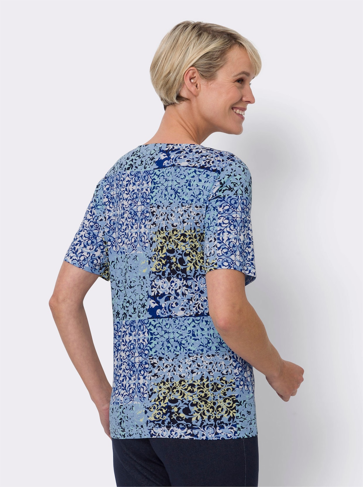 Shirt met korte mouwen - koningsblauw/hemelsblauw bedrukt