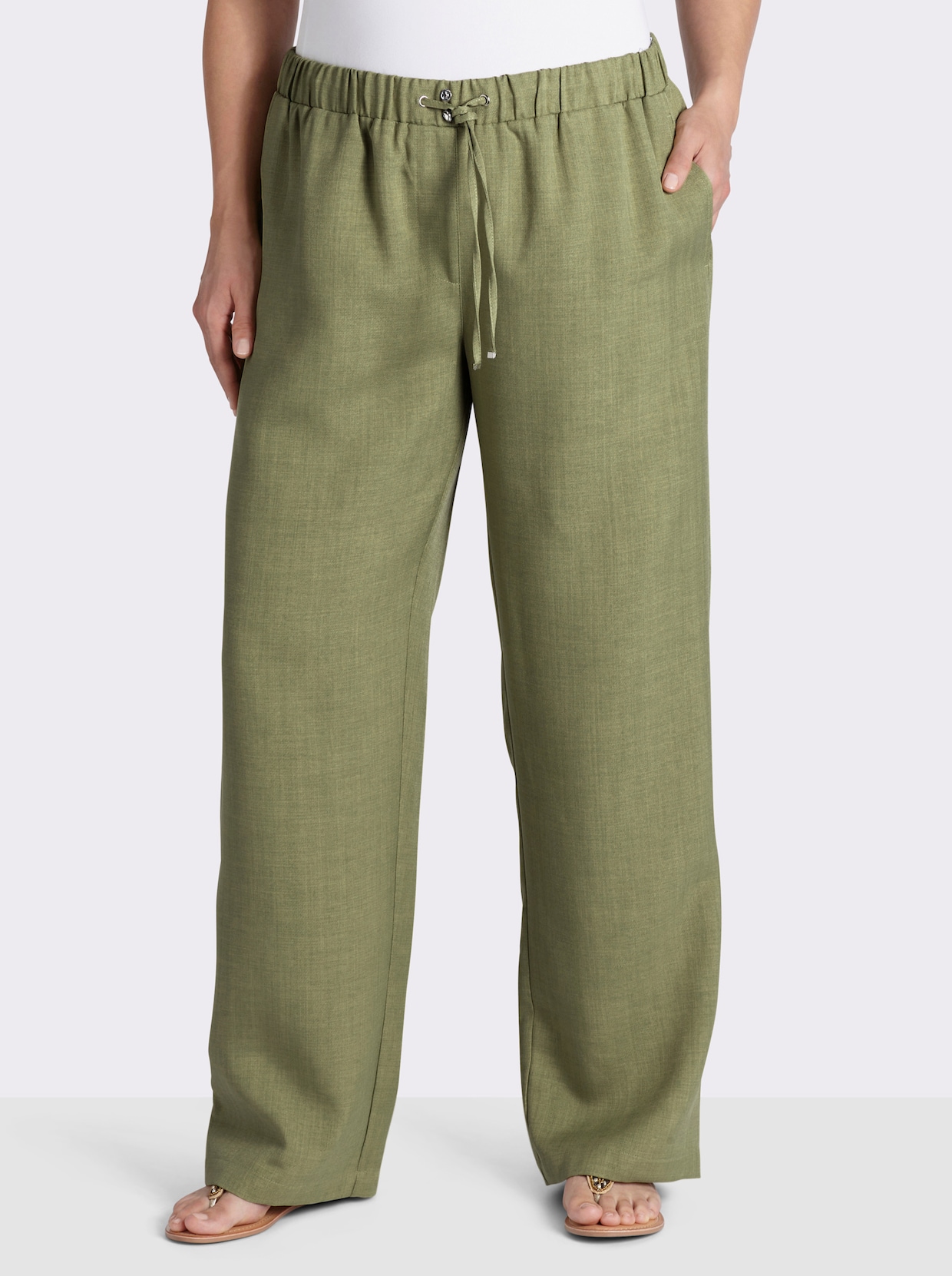 sheego Schlupfhose mit weitem Bein - schilf-champagner-meliert