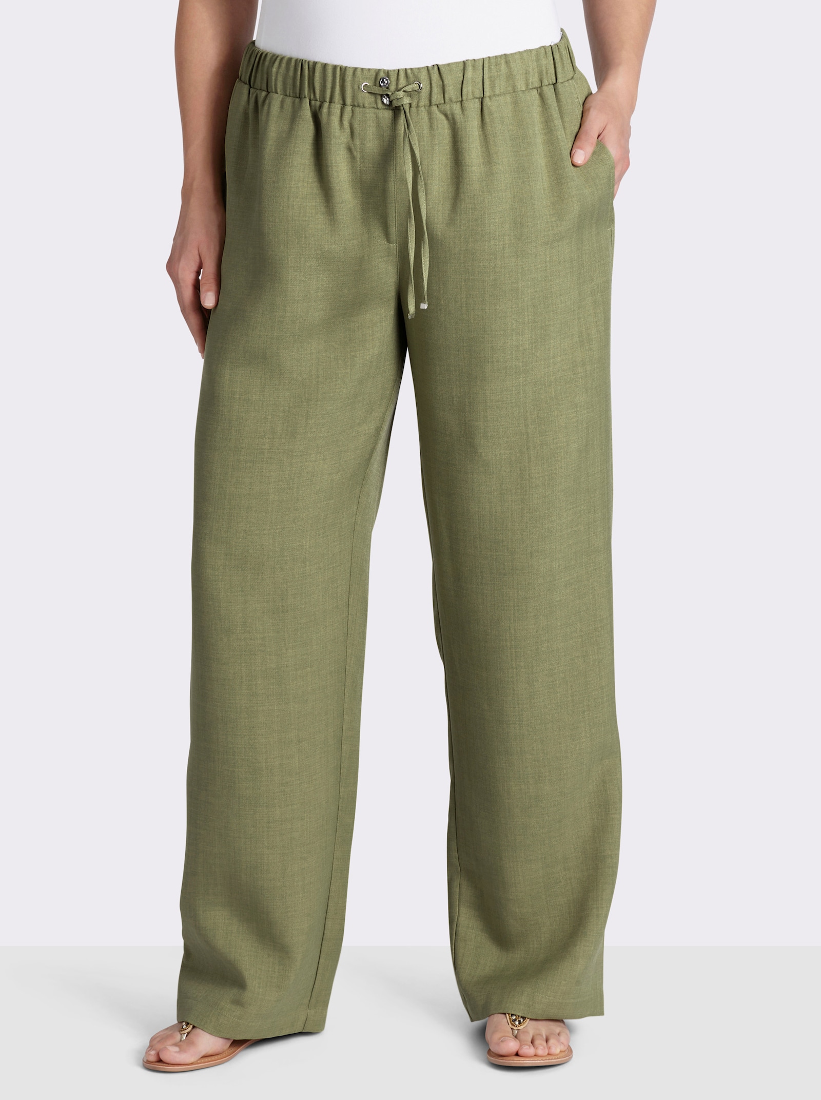 sheego Schlupfhose mit weitem Bein - schilf-champagner-meliert