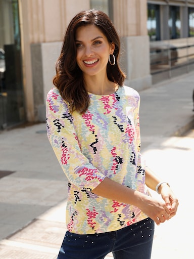 3/4-Arm-Shirt - zitrone-lavendel-bedruckt