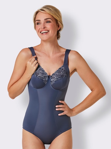 Anita Einteiler ohne Bügel mit Tüllstickerei-Spitze - rauchblau
