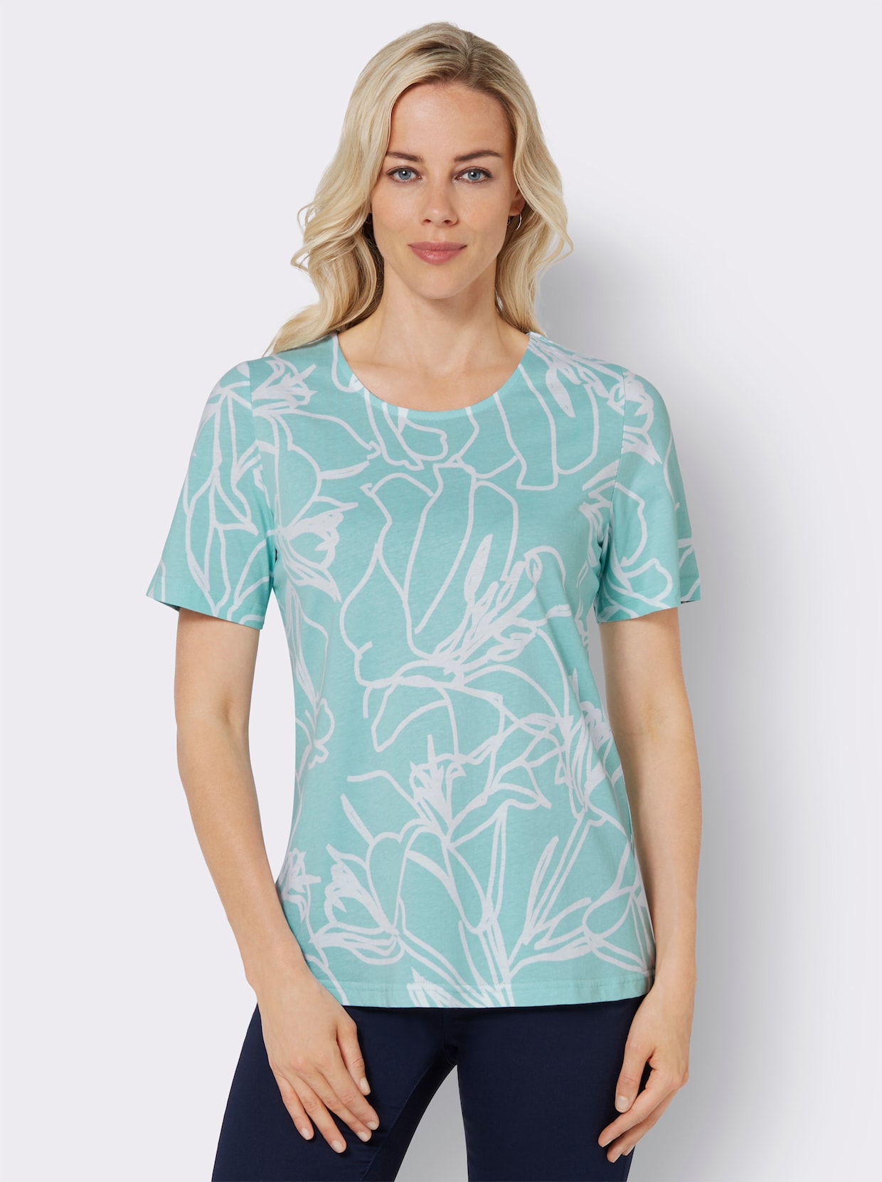 Shirt met korte mouwen - mint gedessineerd