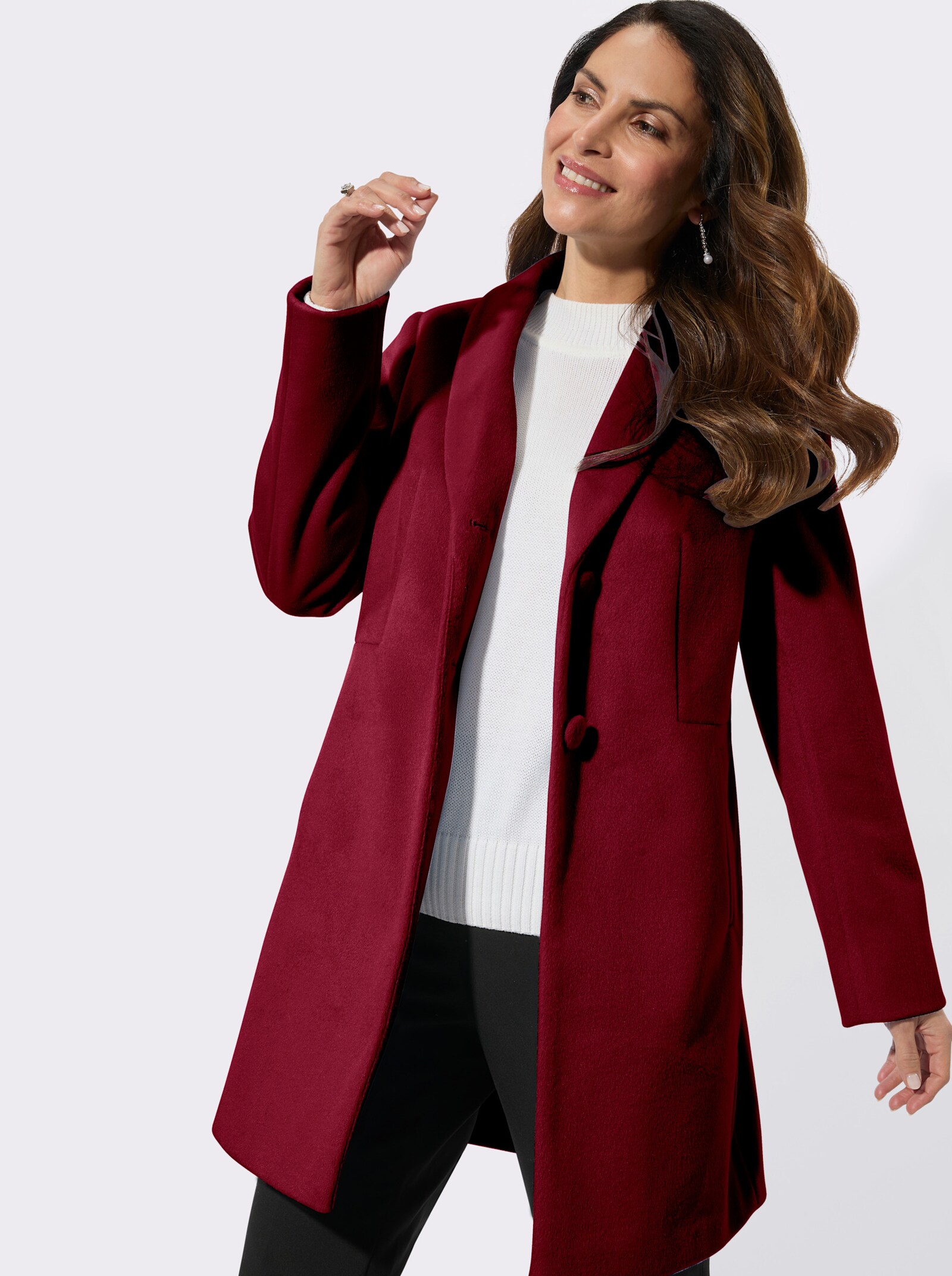 Longjacke mit Reverskragen - dunkelrot