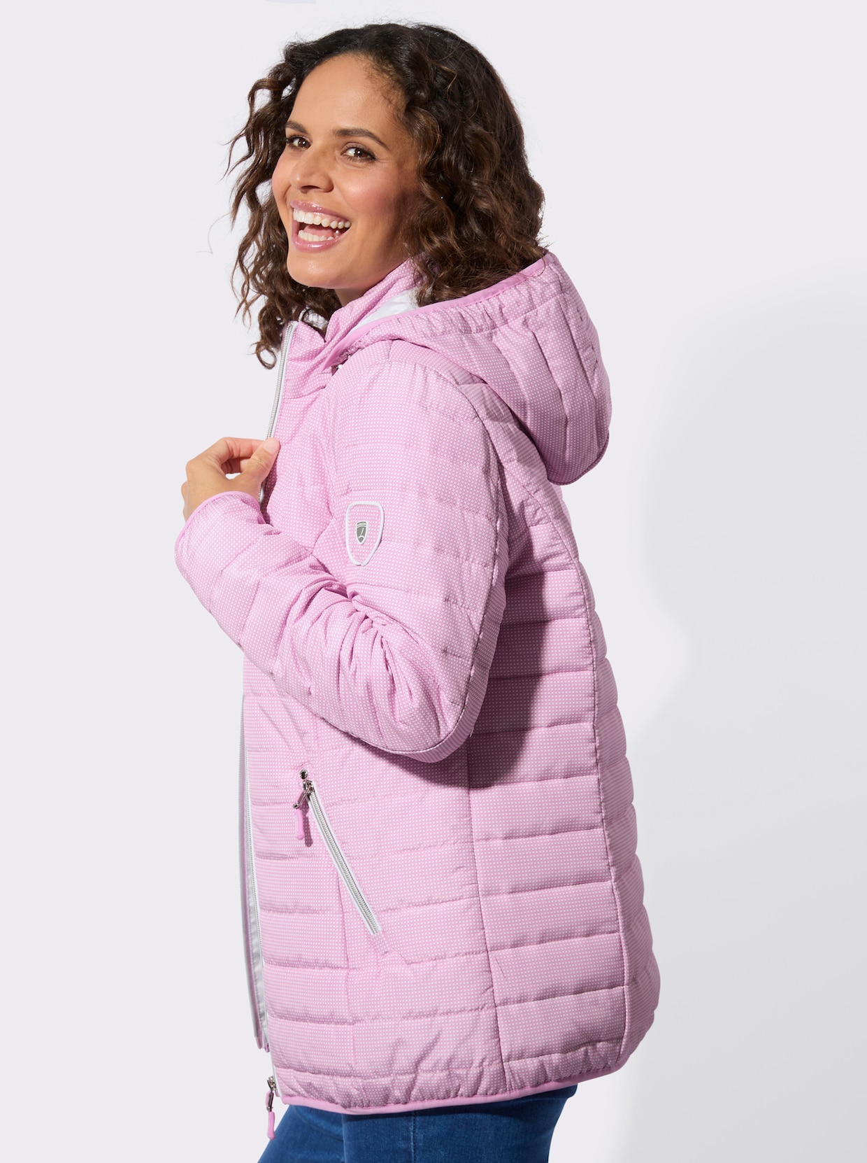 Steppjacke - orchidee-weiß-bedruckt