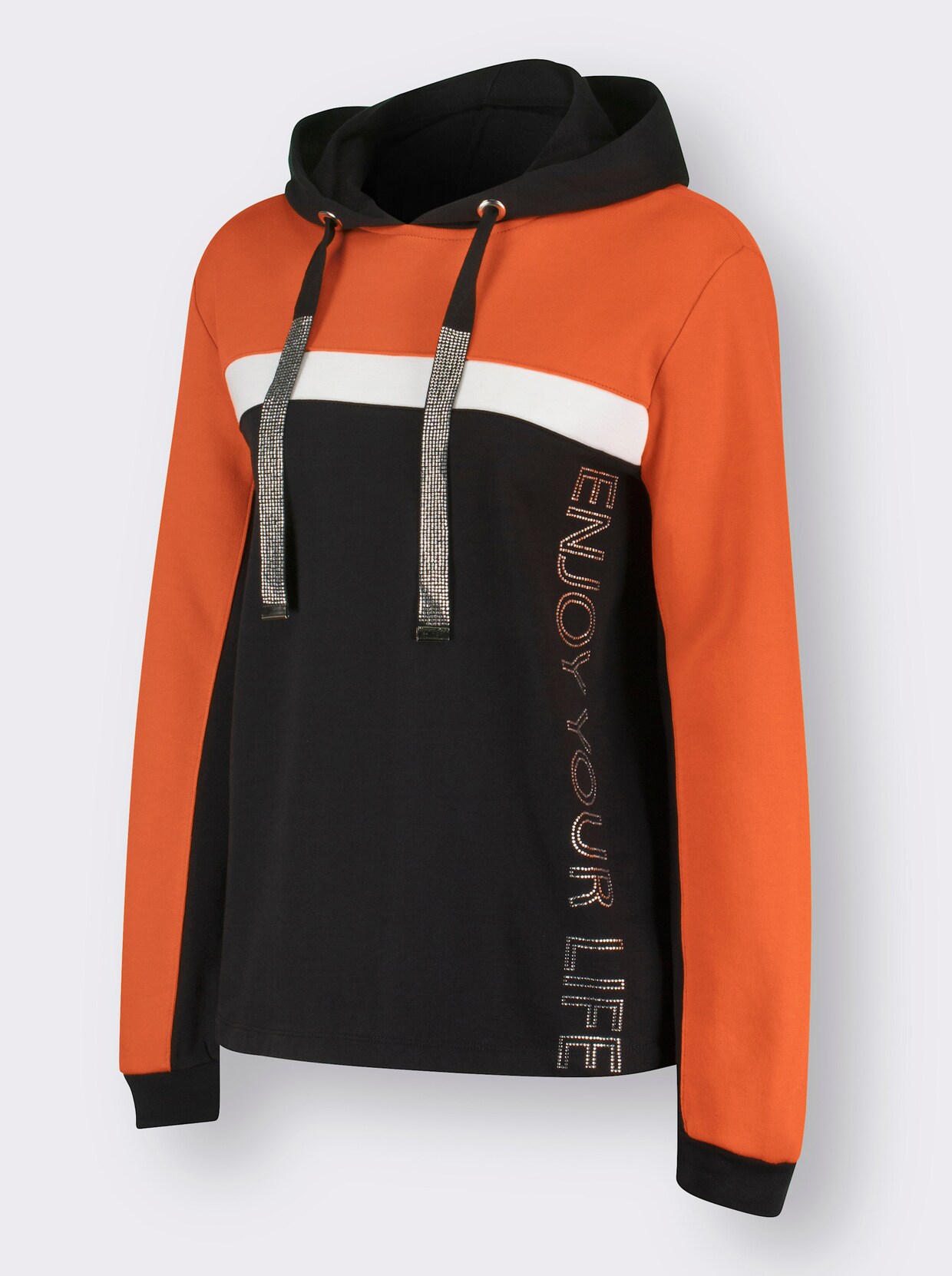 Sweatshirt - zwart/oranje gedessineerd