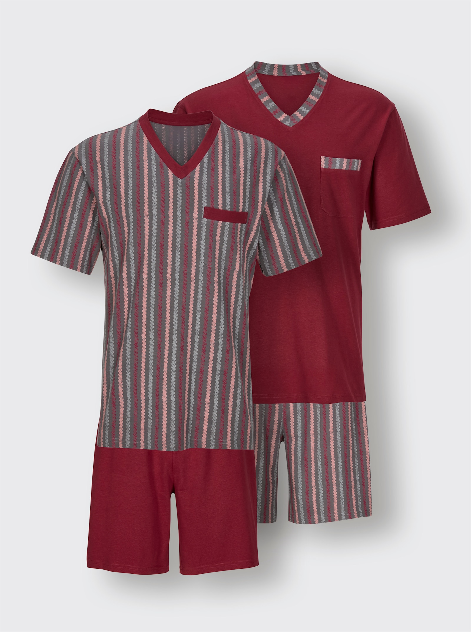 wäschepur men Shortys - dunkelrot + dunkelrot-anthrazit-bedruckt