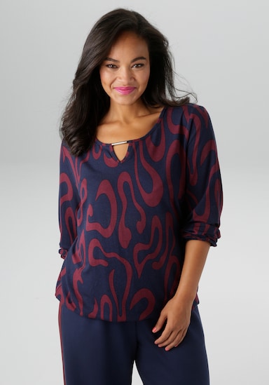 Aniston PLUS Langarmshirt - marine-bordeaux
