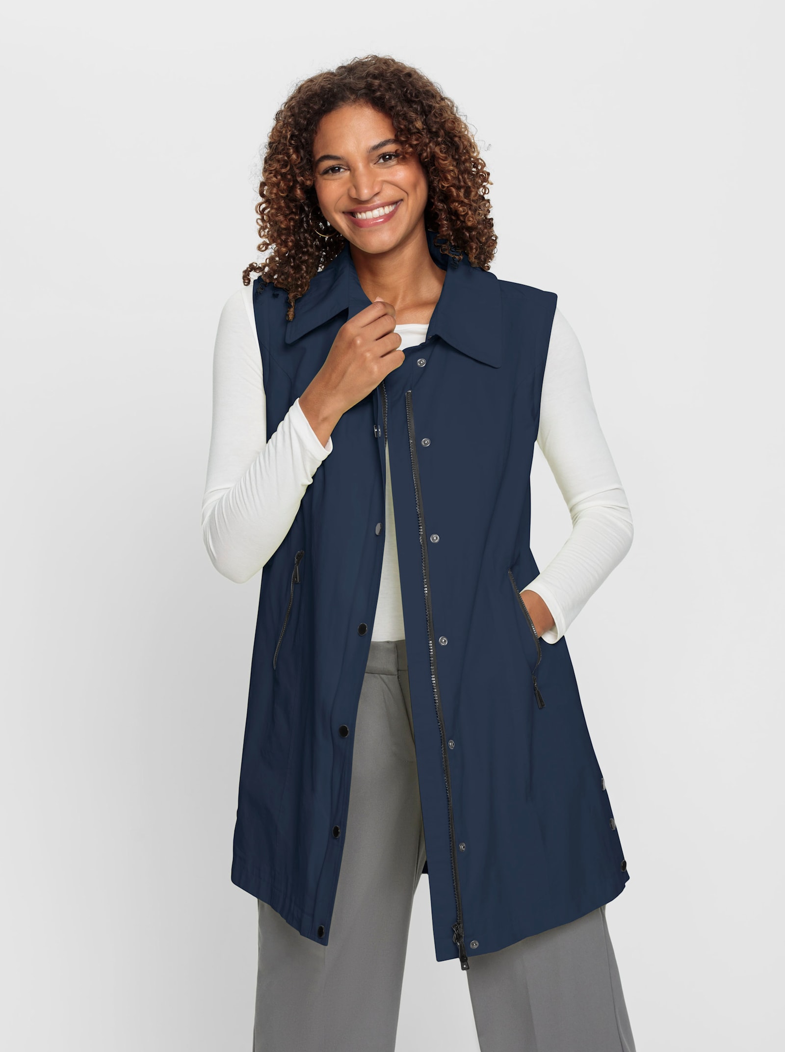 2-in-1-Jacke mit abnehmbarer Kapuze - dunkelblau