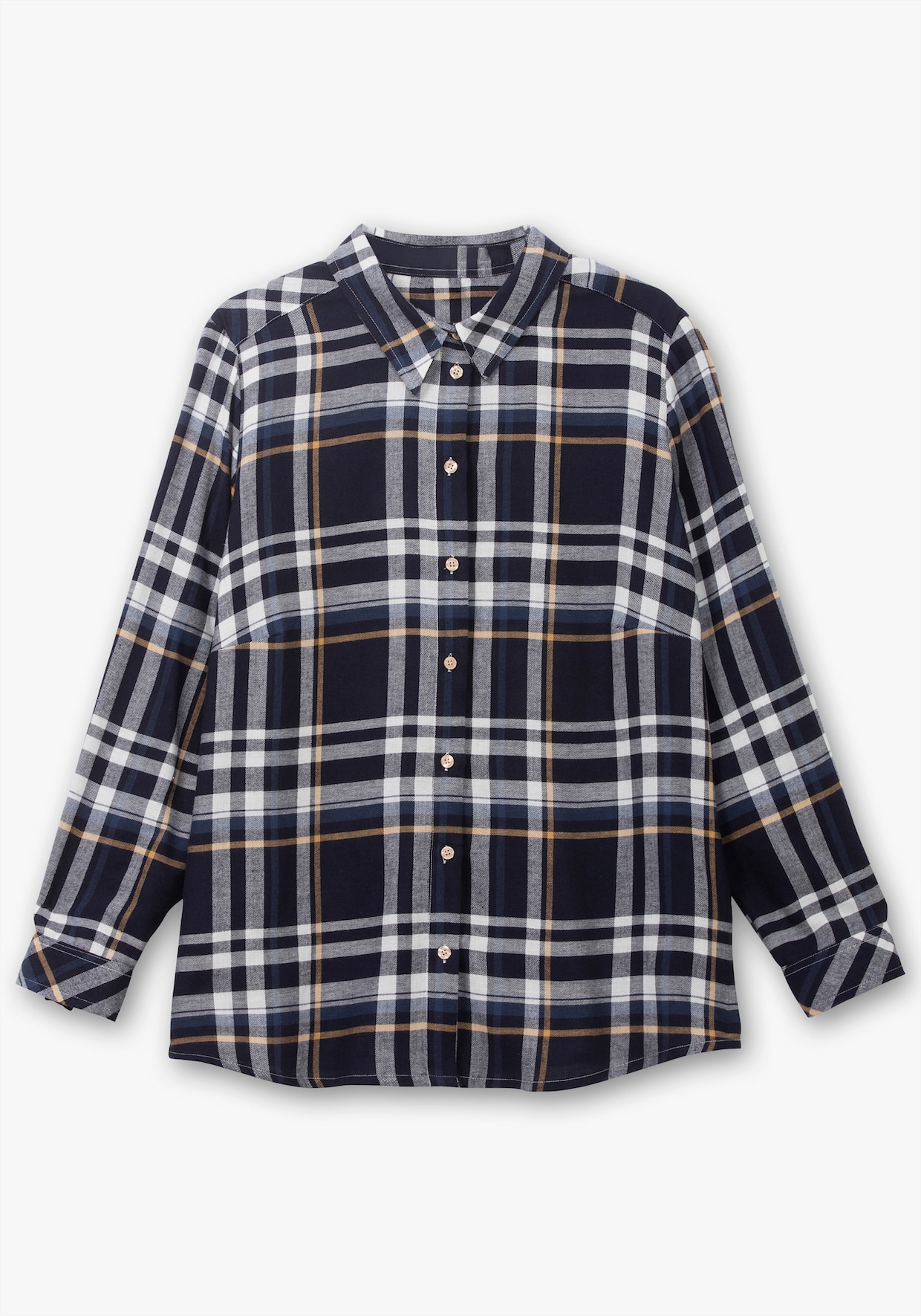 Flanellbluse - marine-camel-kariert