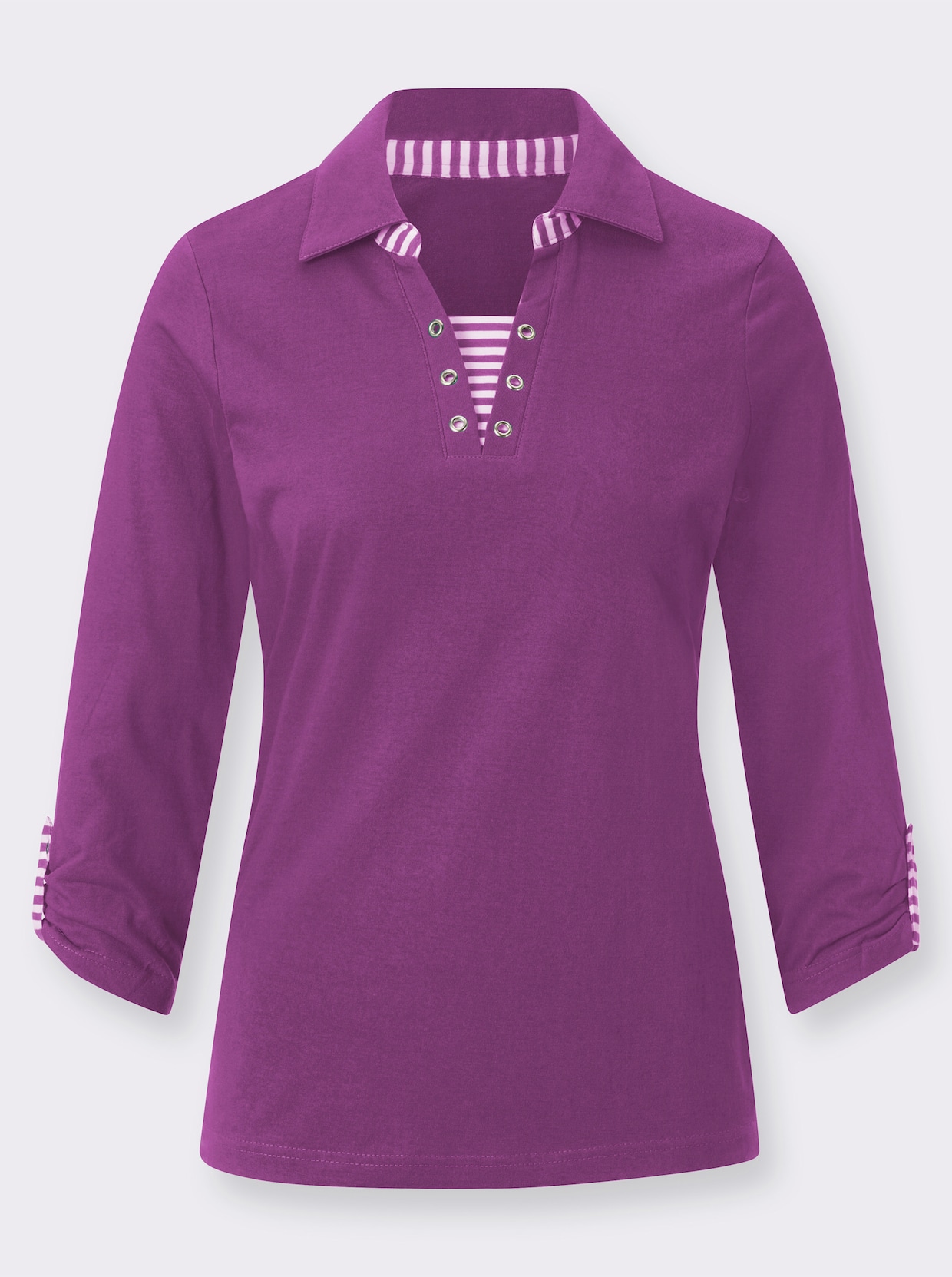 Shirt met 3/4-mouw - fuchsia