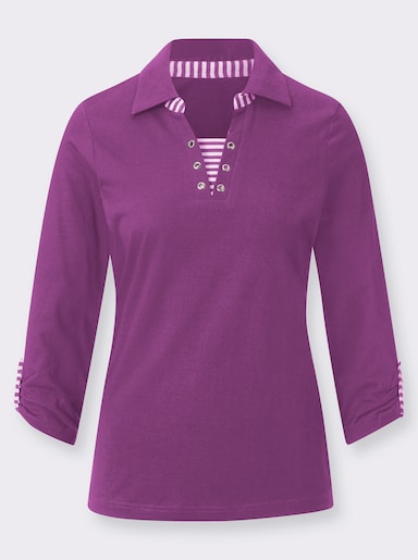 3/4-Arm-Shirt in 2-in-1-Optik - fuchsia