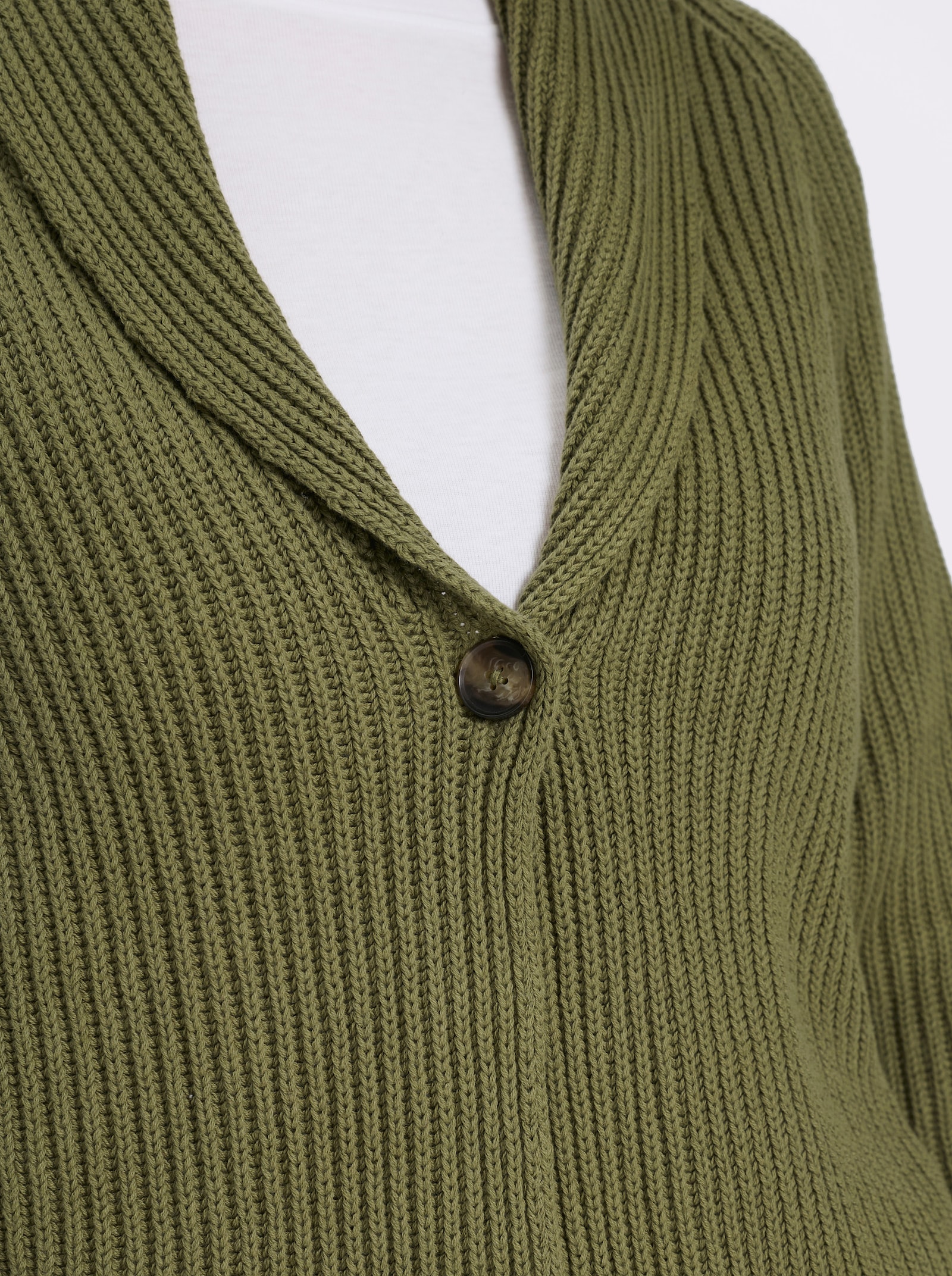 heine Strickjacke mit Rippstruktur - oliv