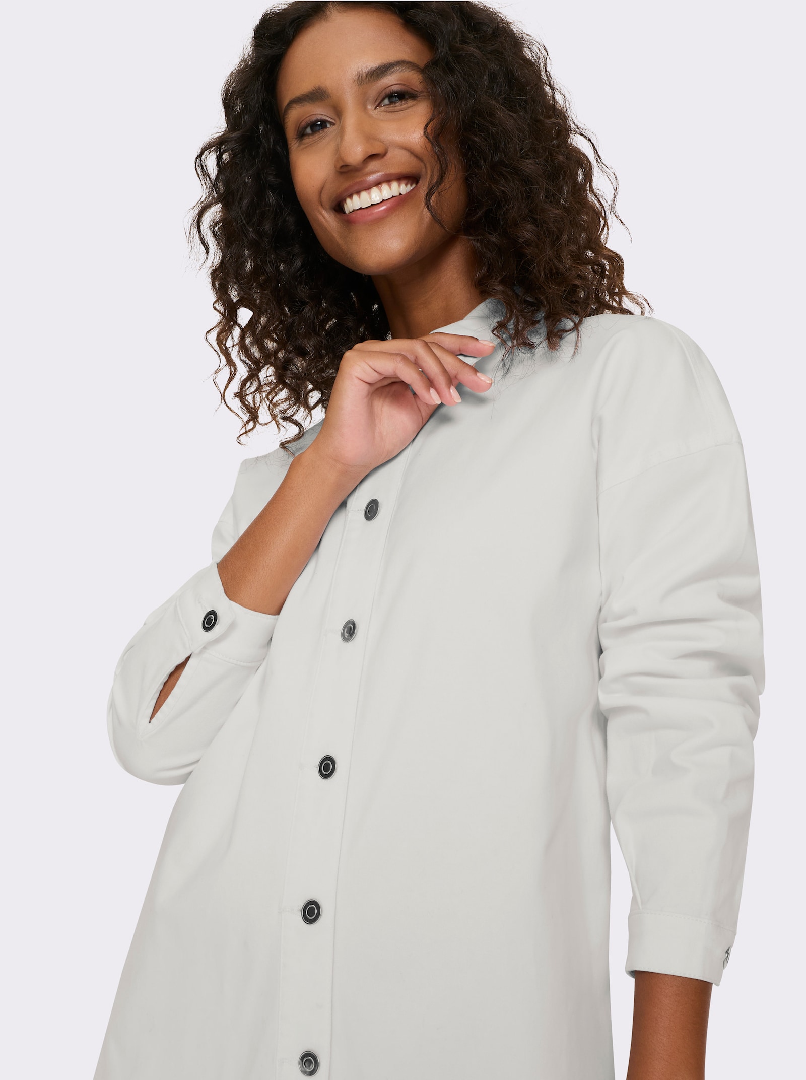 heine Jeansbluse mit Seitenschlitzen - ecru