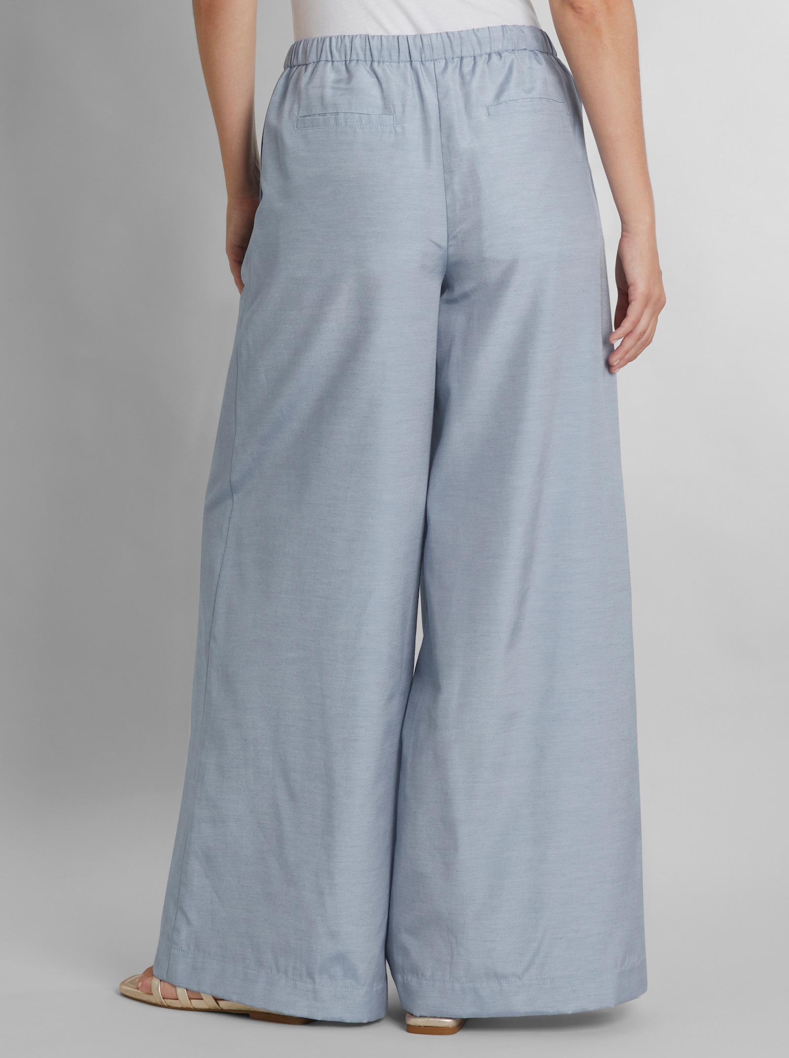 heine Webhose mit Bundfalten - taubenblau-meliert