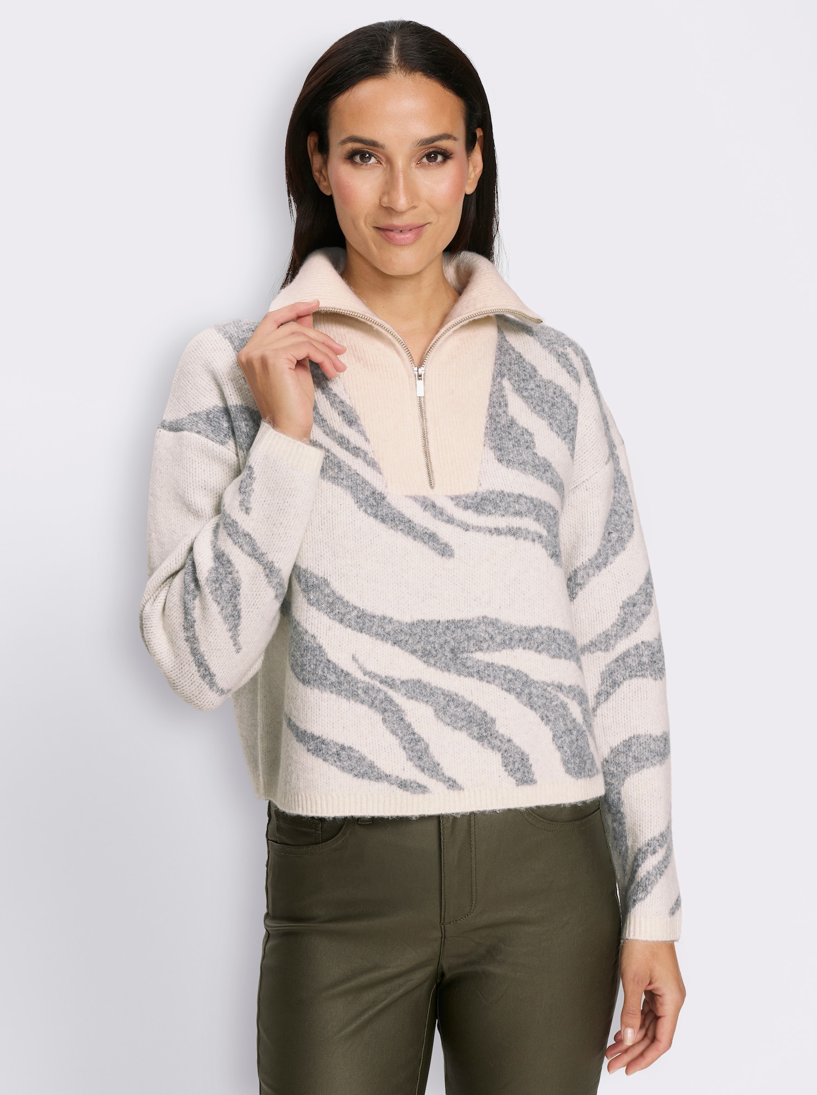 heine Troyer im Zebra-Dessin - champagner-steingrau-gemustert