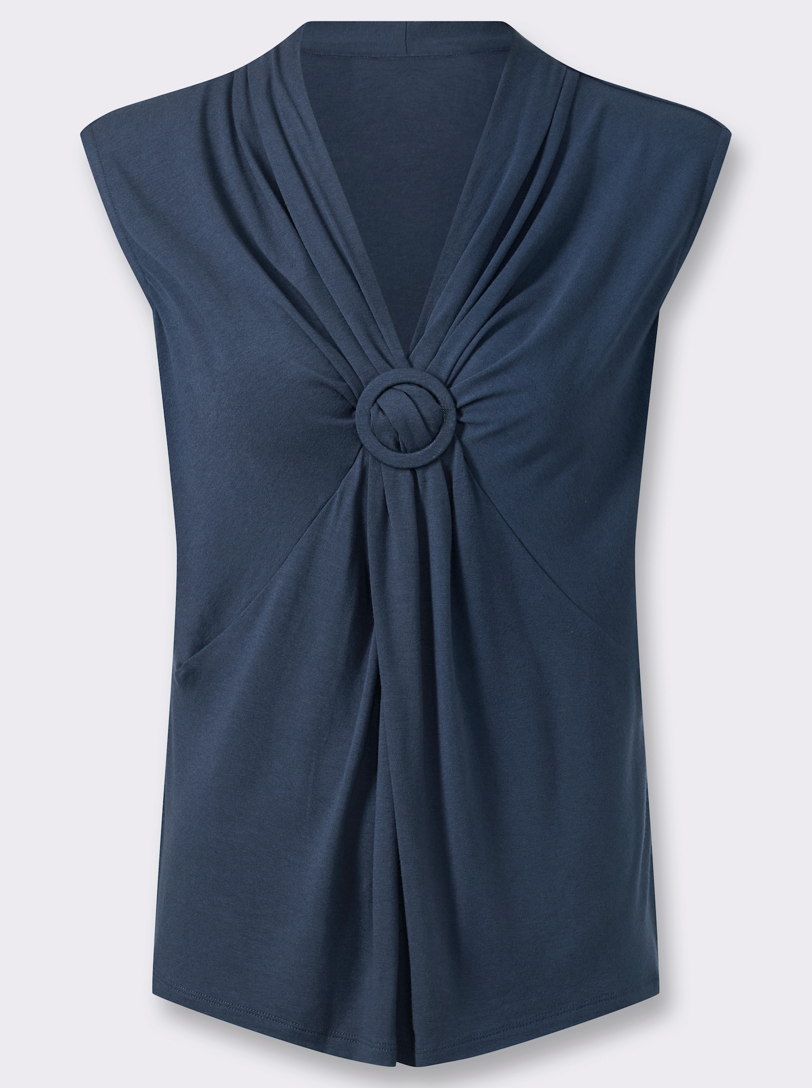 Shirttop mit Zierschnalle und Raffungen - dunkelblau