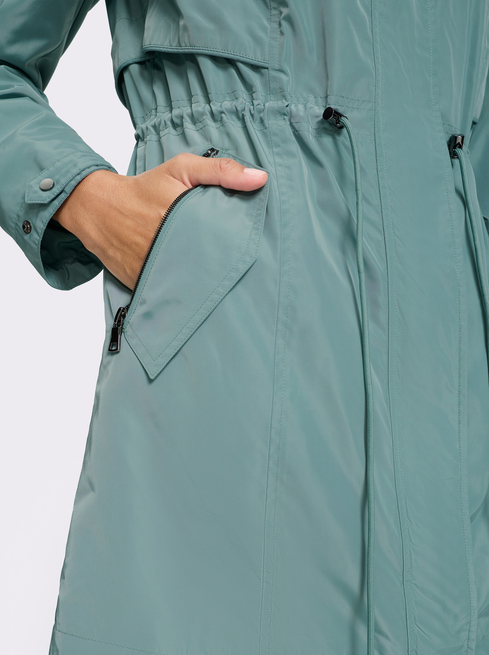 Longjacke mit 2-Wege-Reißverschluss - jade