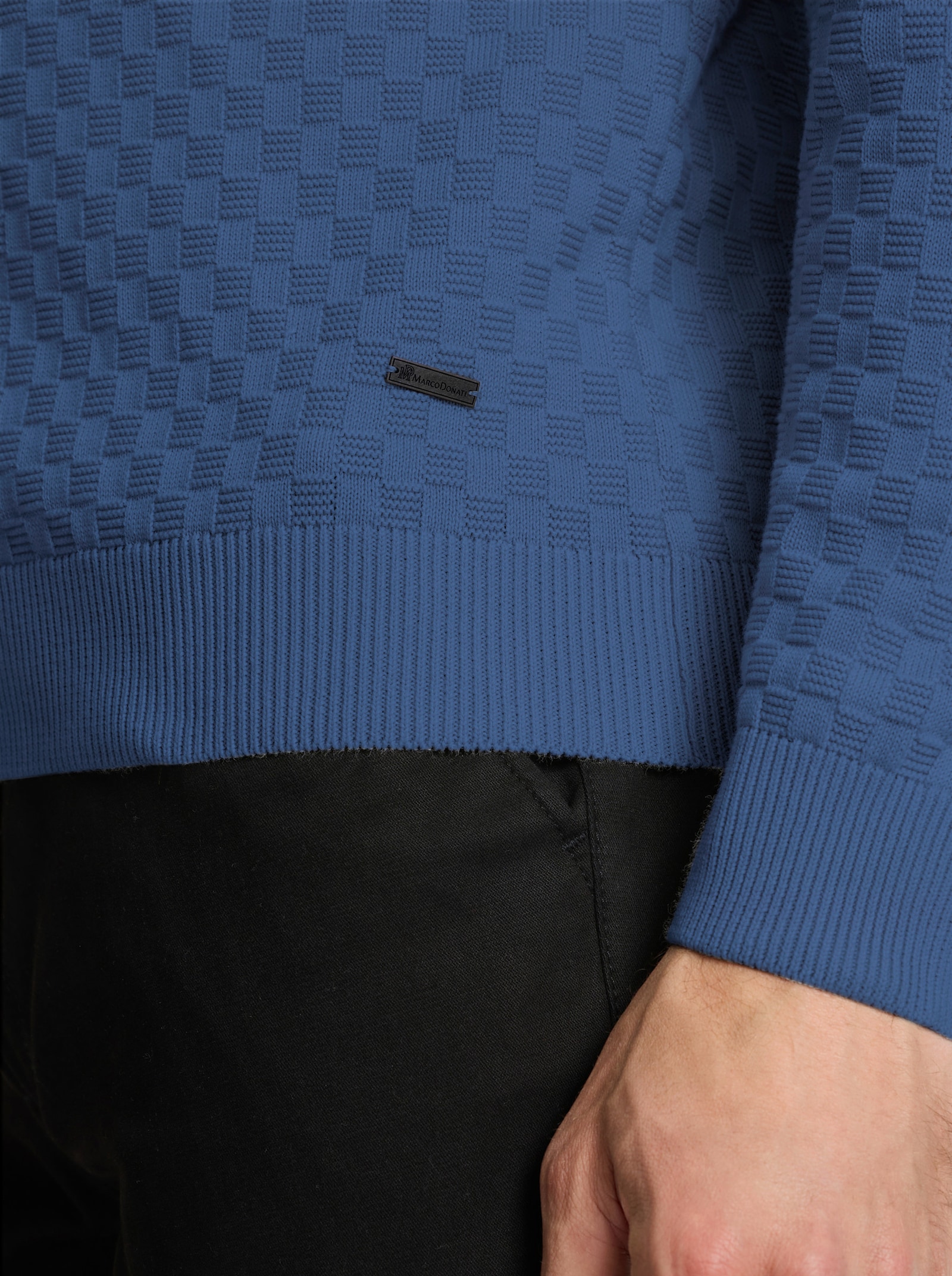 Marco Donati Strickjacke mit verdecktem Reißverschluss - jeansblau