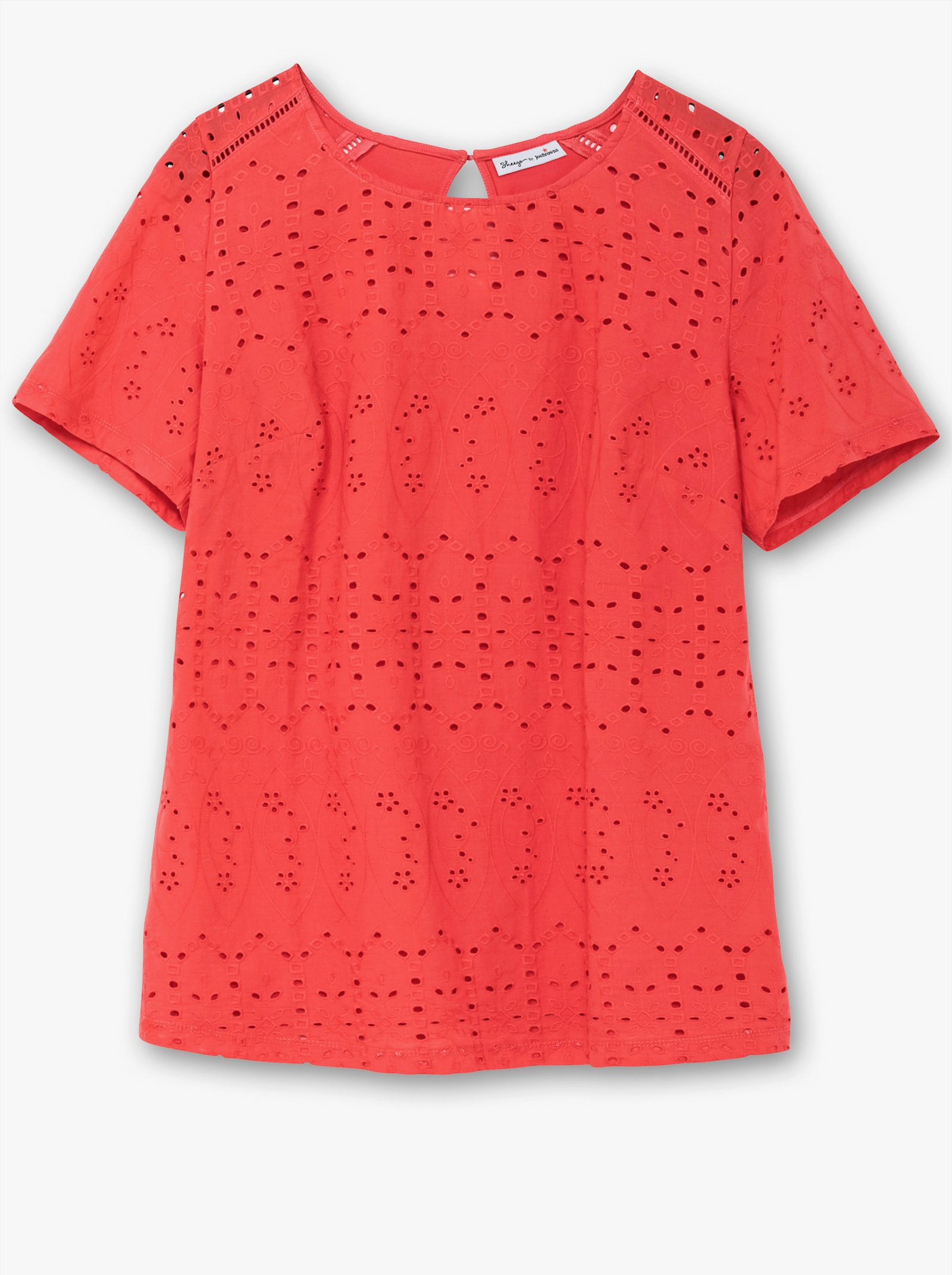 sheego by Joe Browns Shirt in materiaalmix, met ajourwerk - langoustine