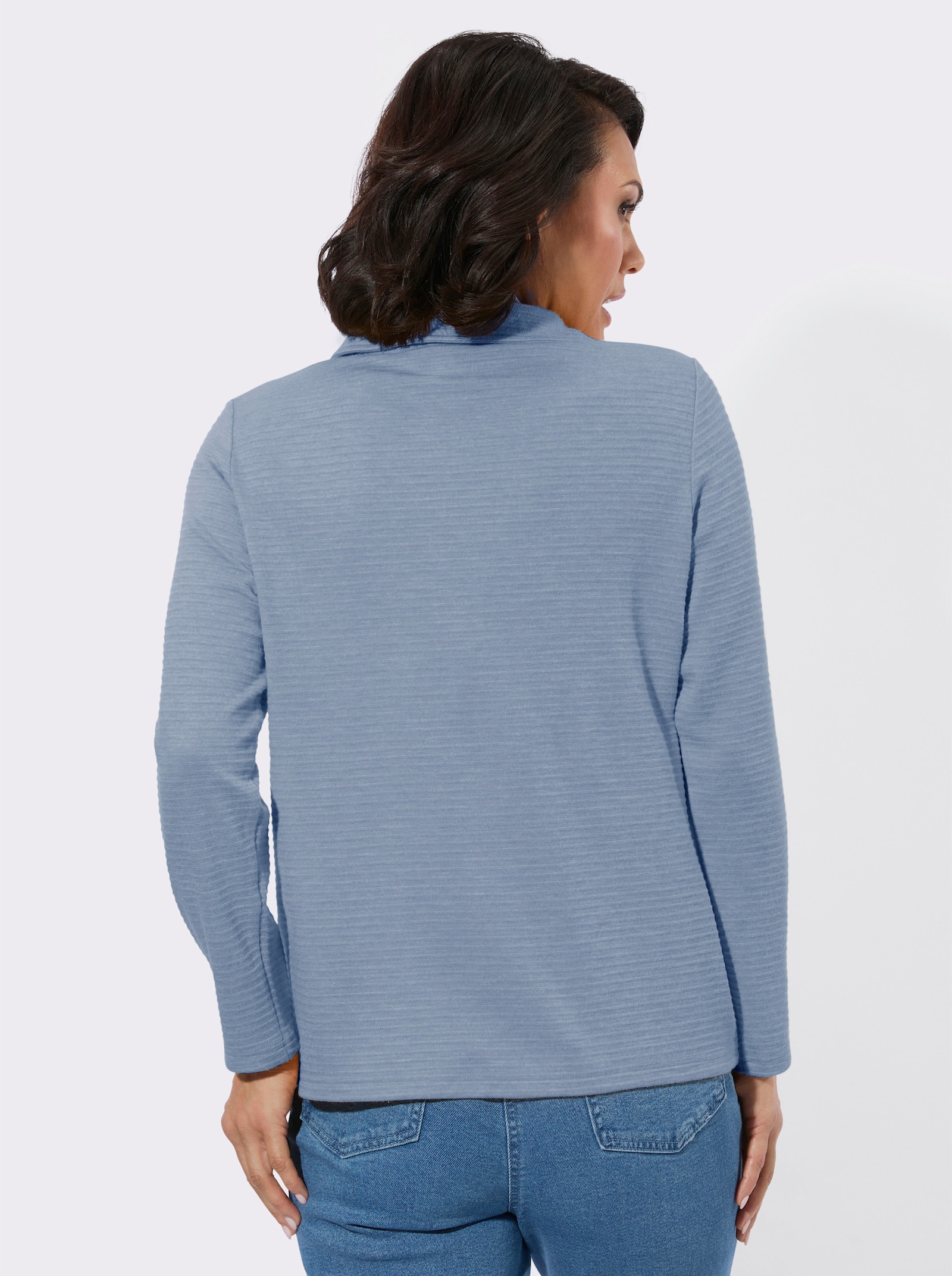 Poloshirt met knoopsluiting opzij - jeansblauw gemêleerd