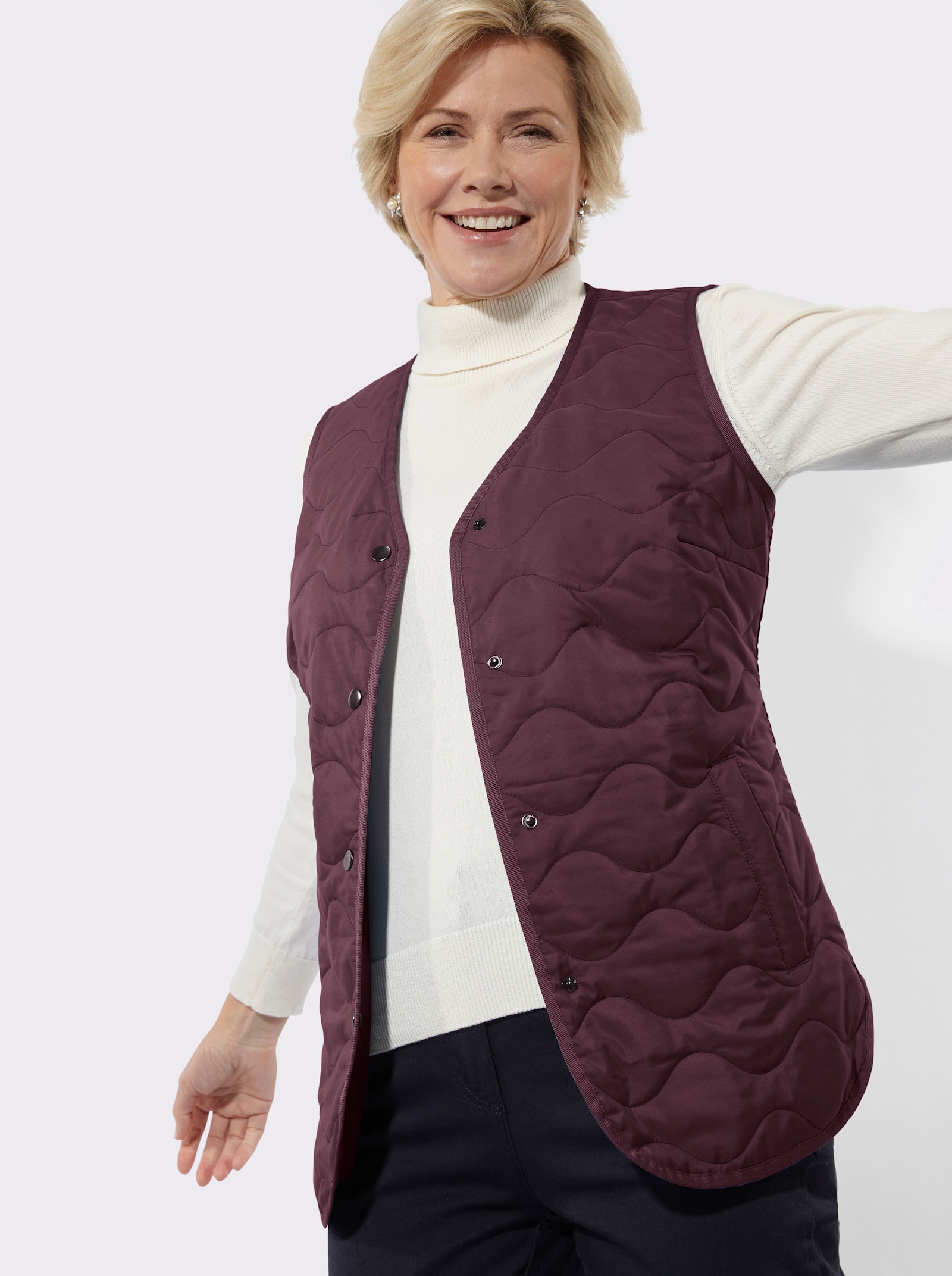 Steppweste mit Wellenmuster - burgund