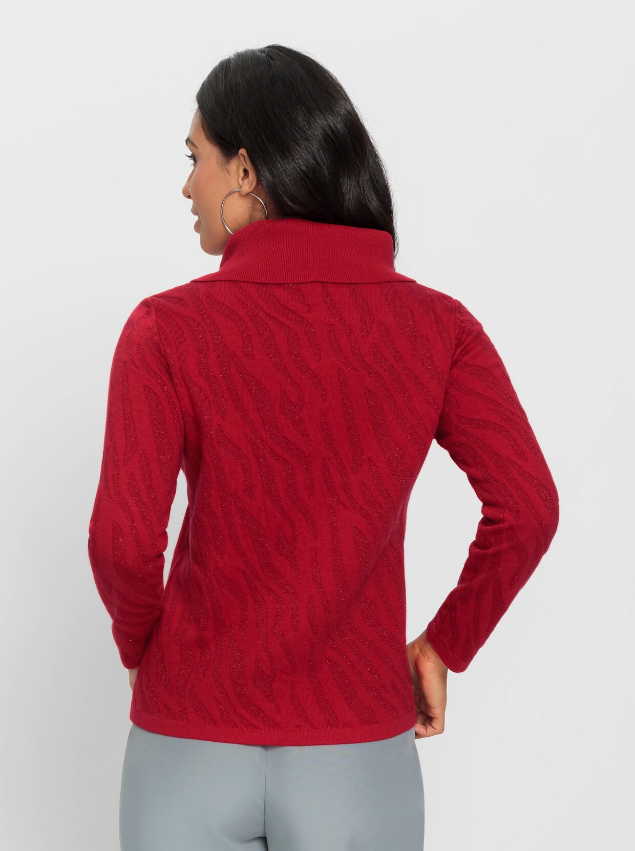 Jacquard-Pullover - rot