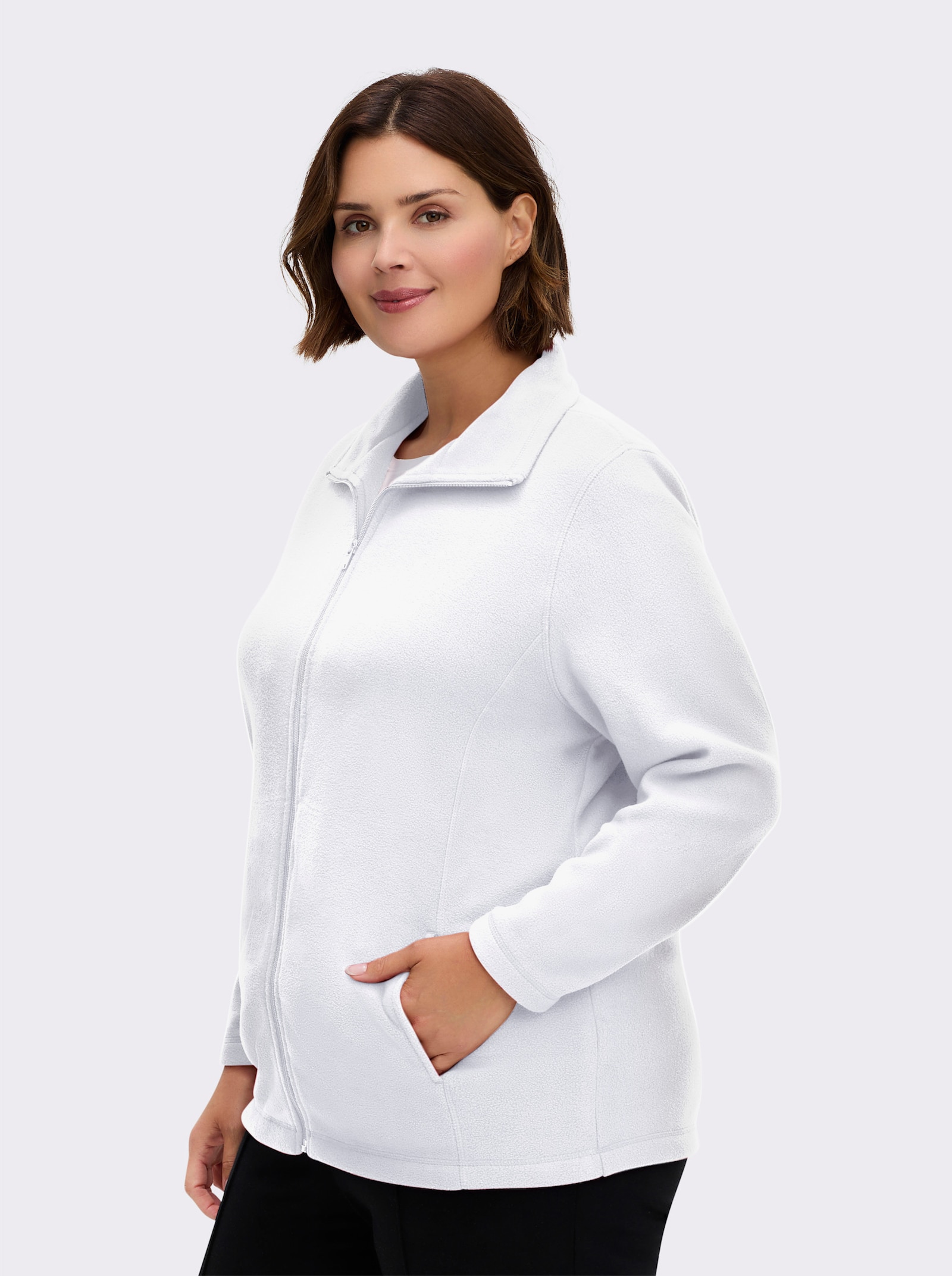 Fleecejacke mit zwei Taschen - ecru