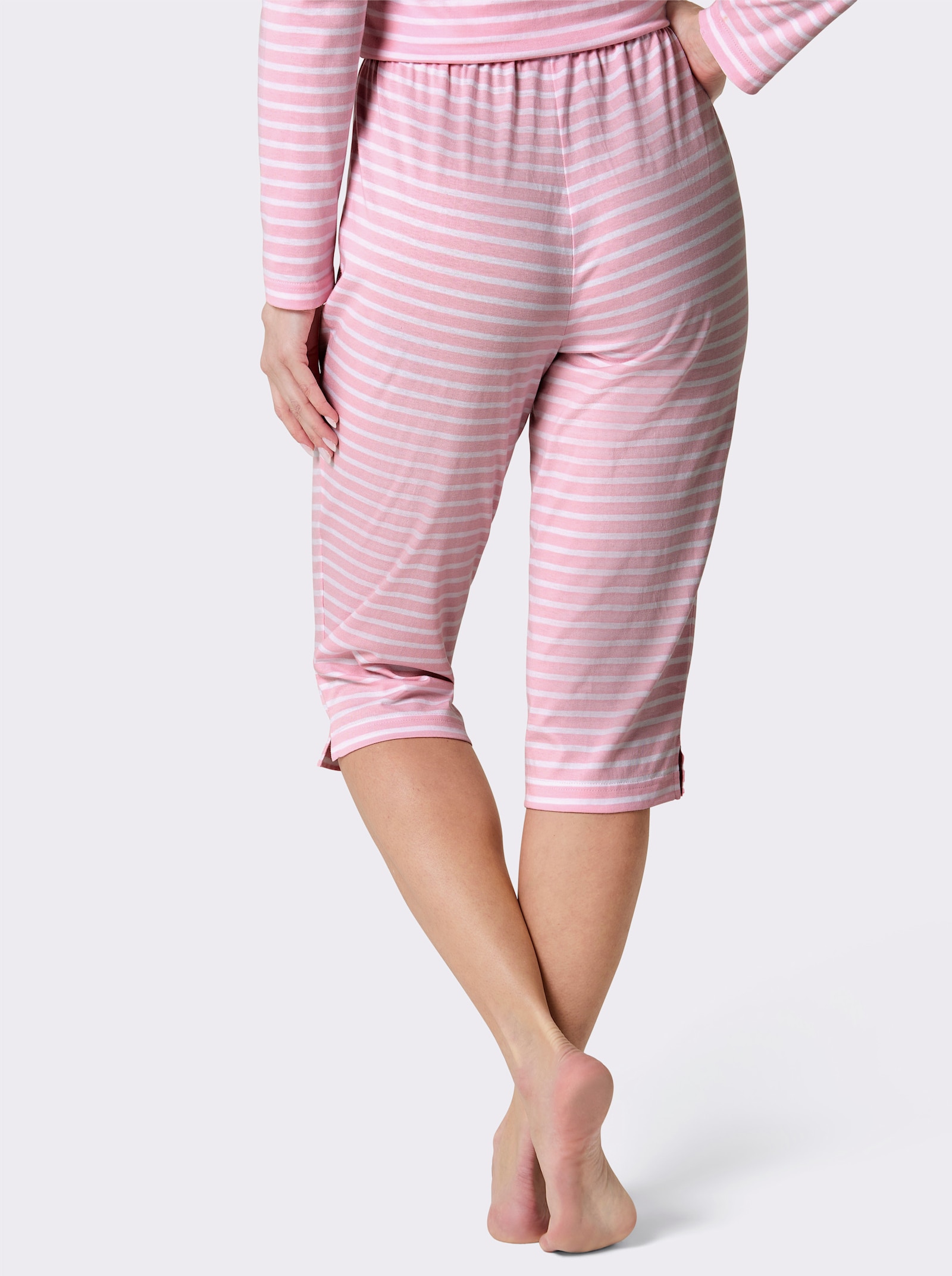 wäschepur Capri-Hose - rosé-weiß-geringelt