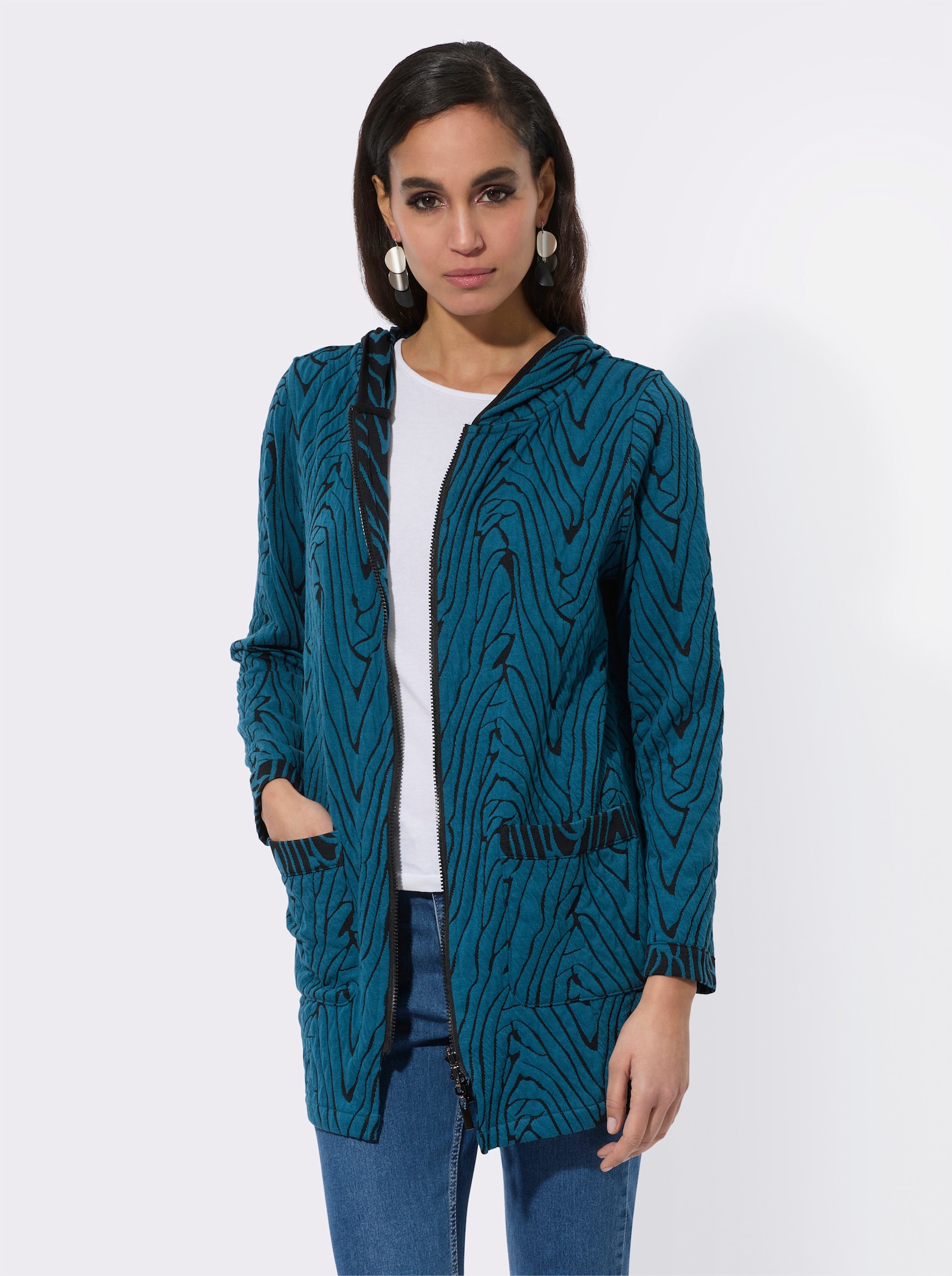 Shirtjacke mit Wendefunktion - topas-graphit-gemustert