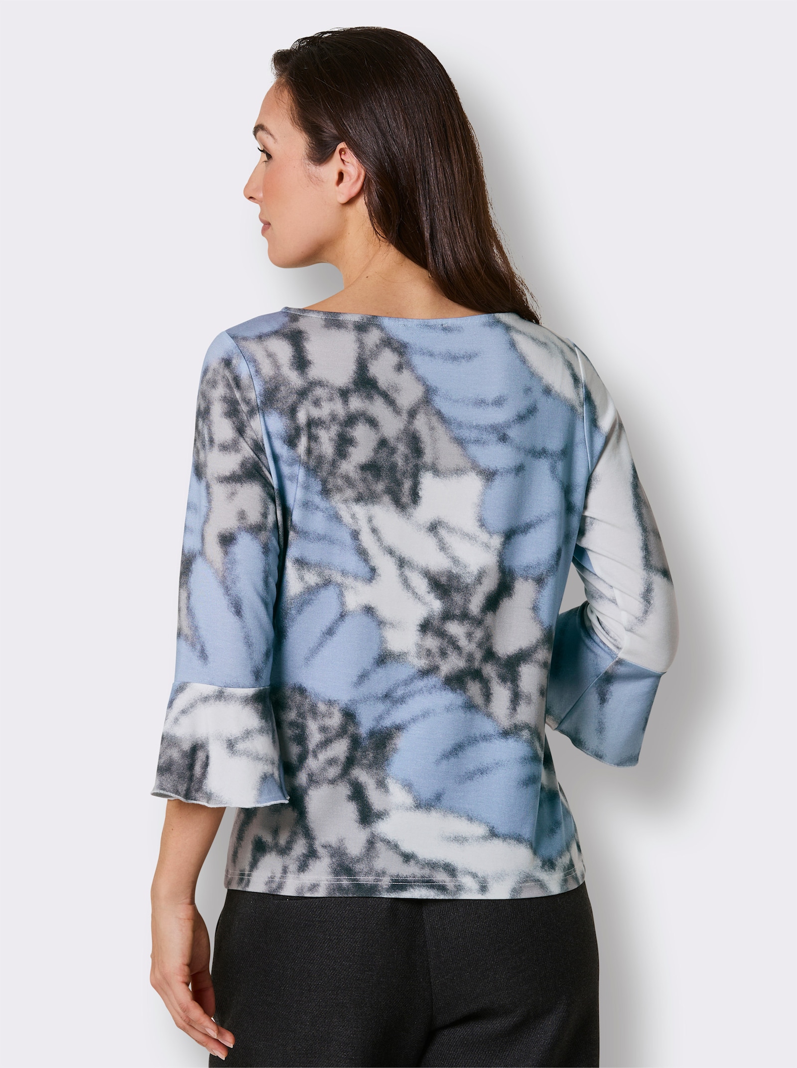 CREATION L PREMIUM 3/4-Arm-Shirt mit Volants - ecru-eisblau