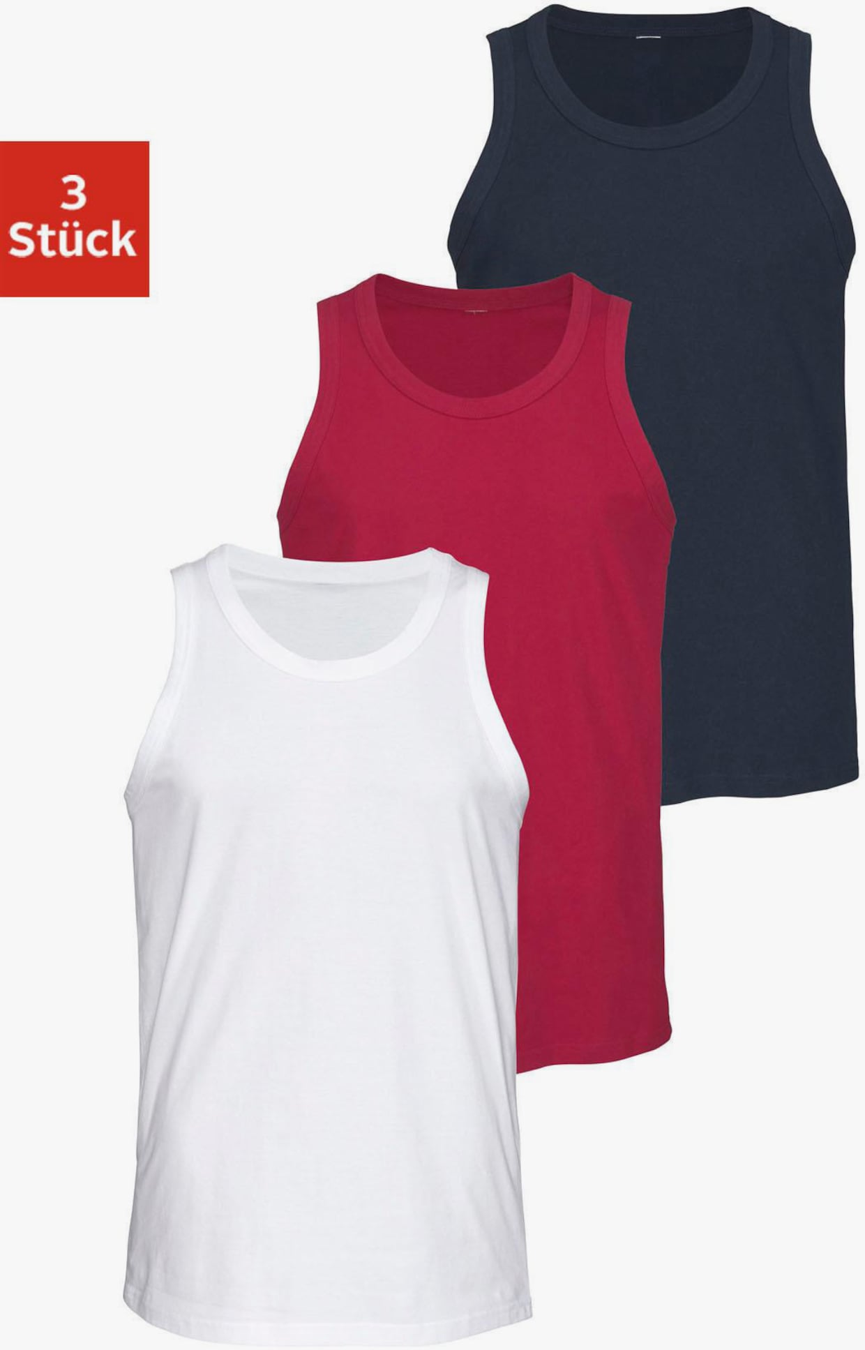 H.I.S Tanktop - wit, rood, marine