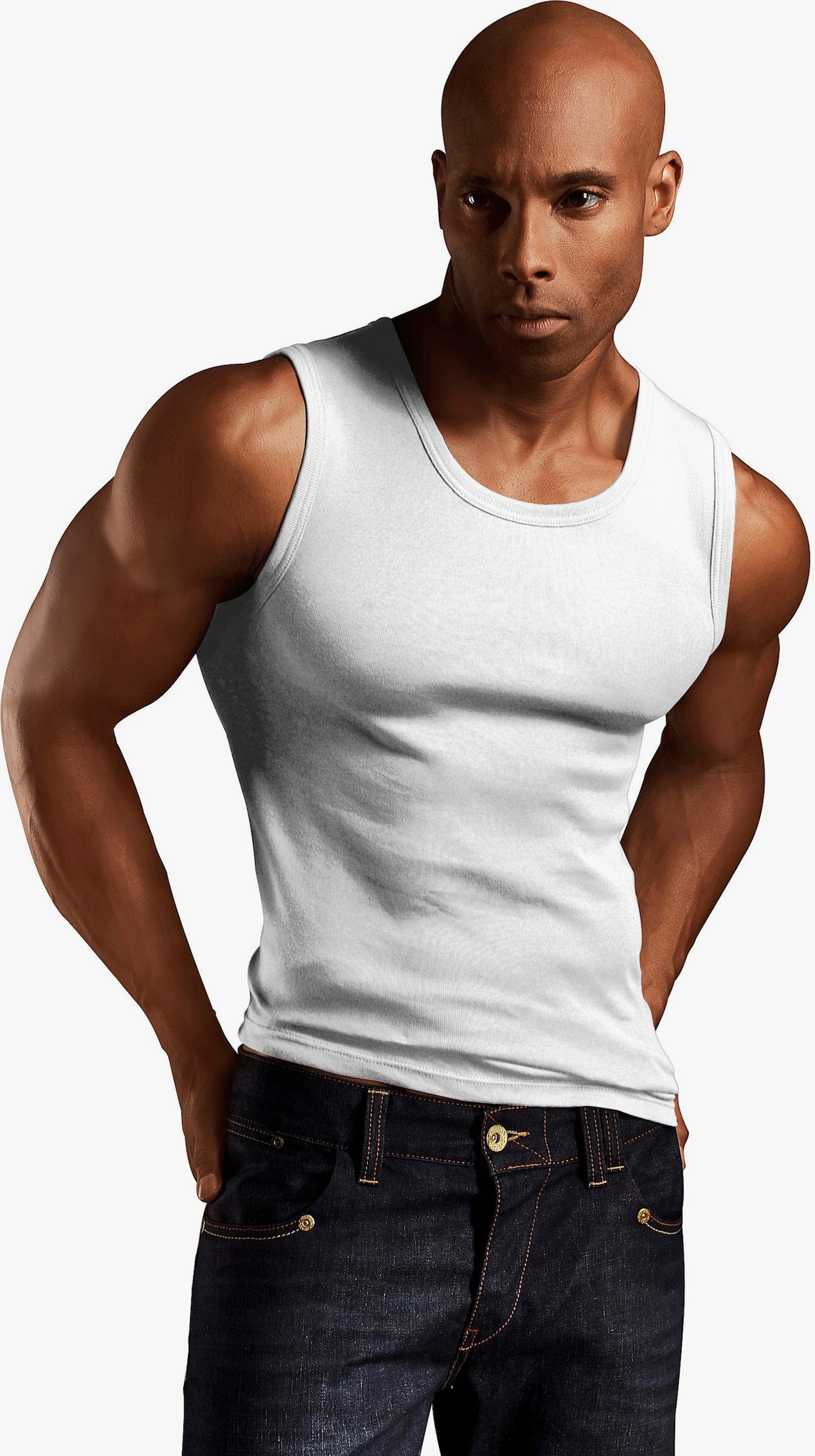 H.I.S Muscleshirt - grau-meliert, schwarz, weiß