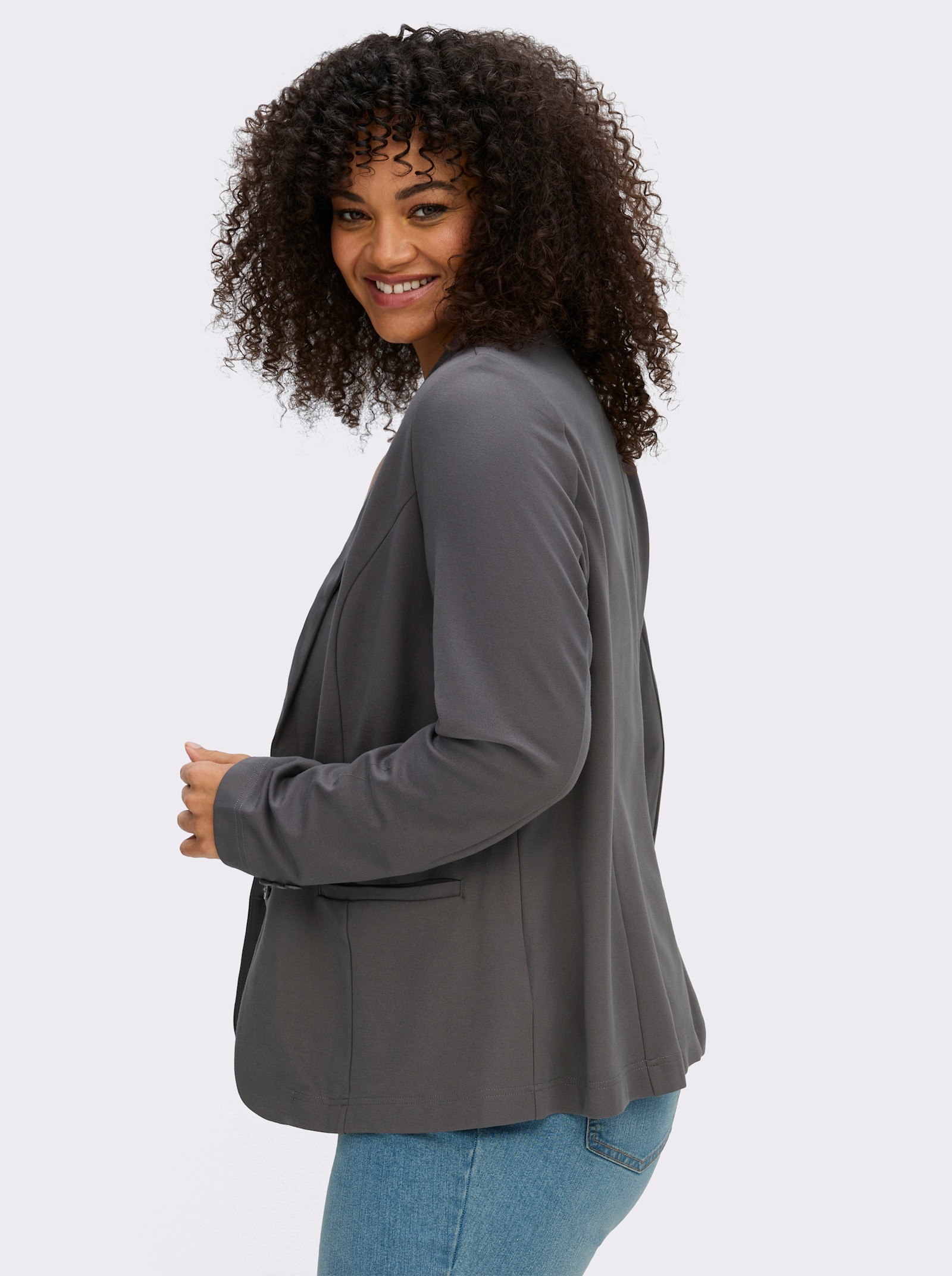 Jerseyblazer in Interlock-Qualität - anthrazit