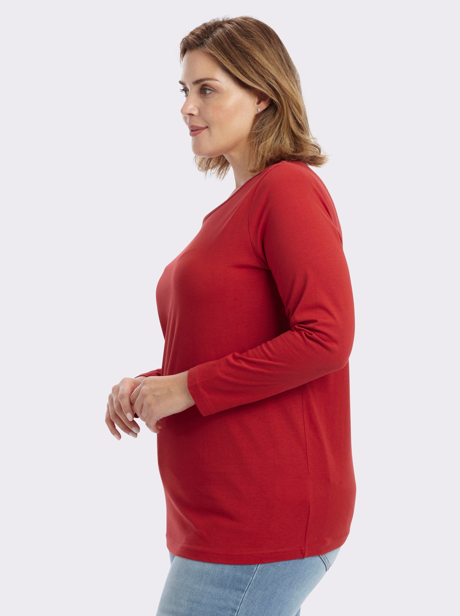 Langarmshirt in weiter Form - rot