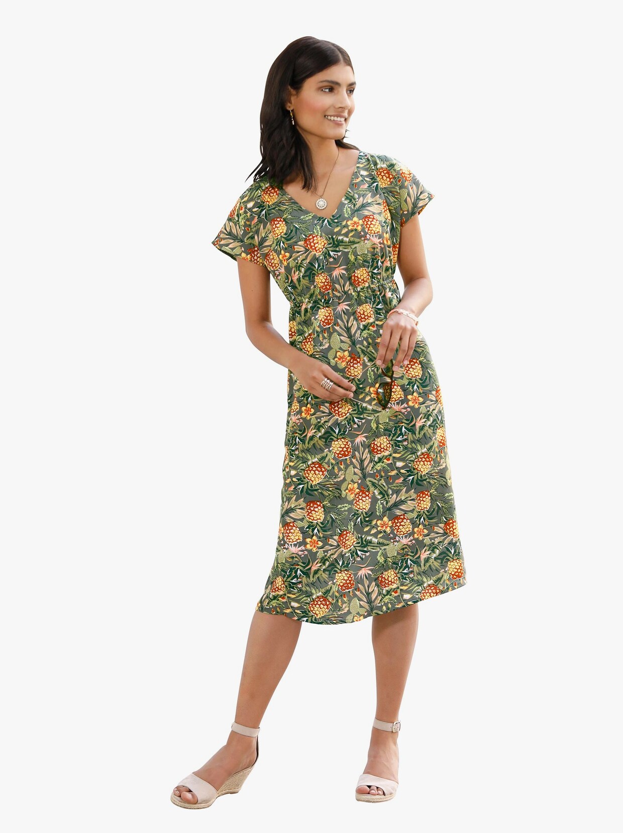 Zomerjurk - kaki geprint
