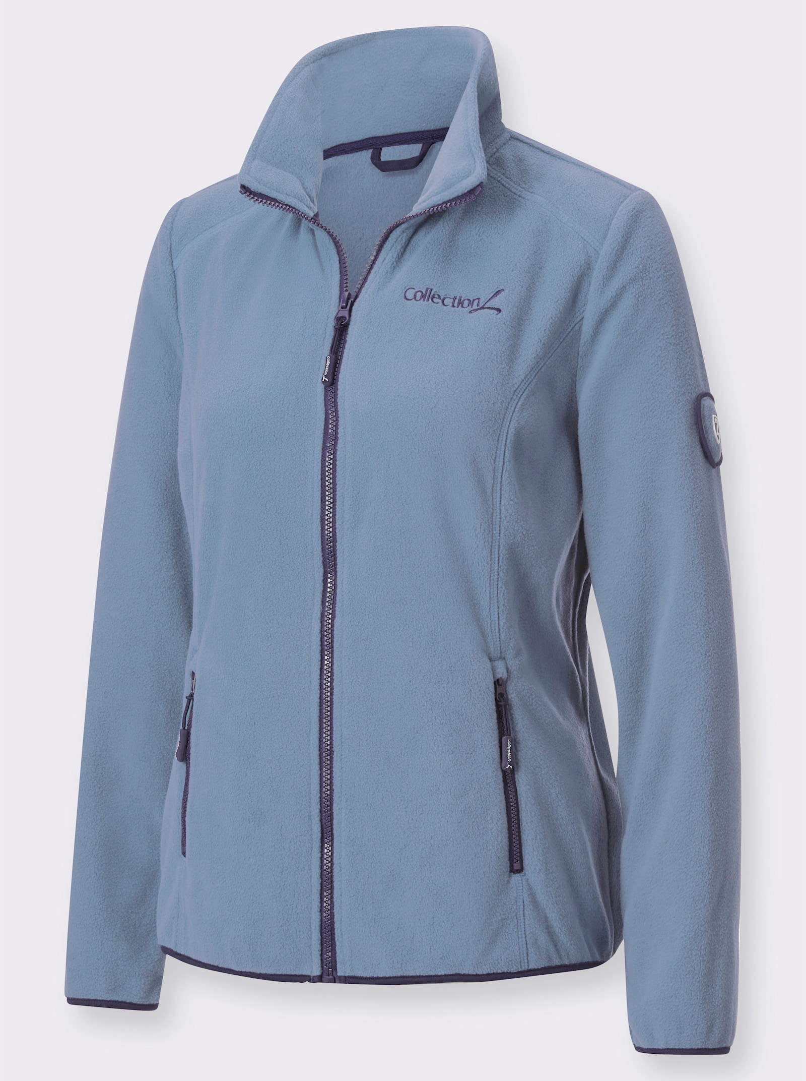 Fleecejacke mit Stickerei - bleu