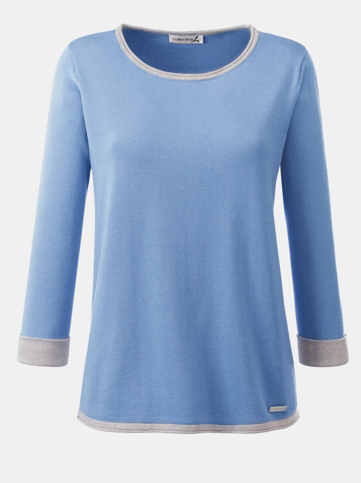 3/4 Arm-Pullover - blau-grau